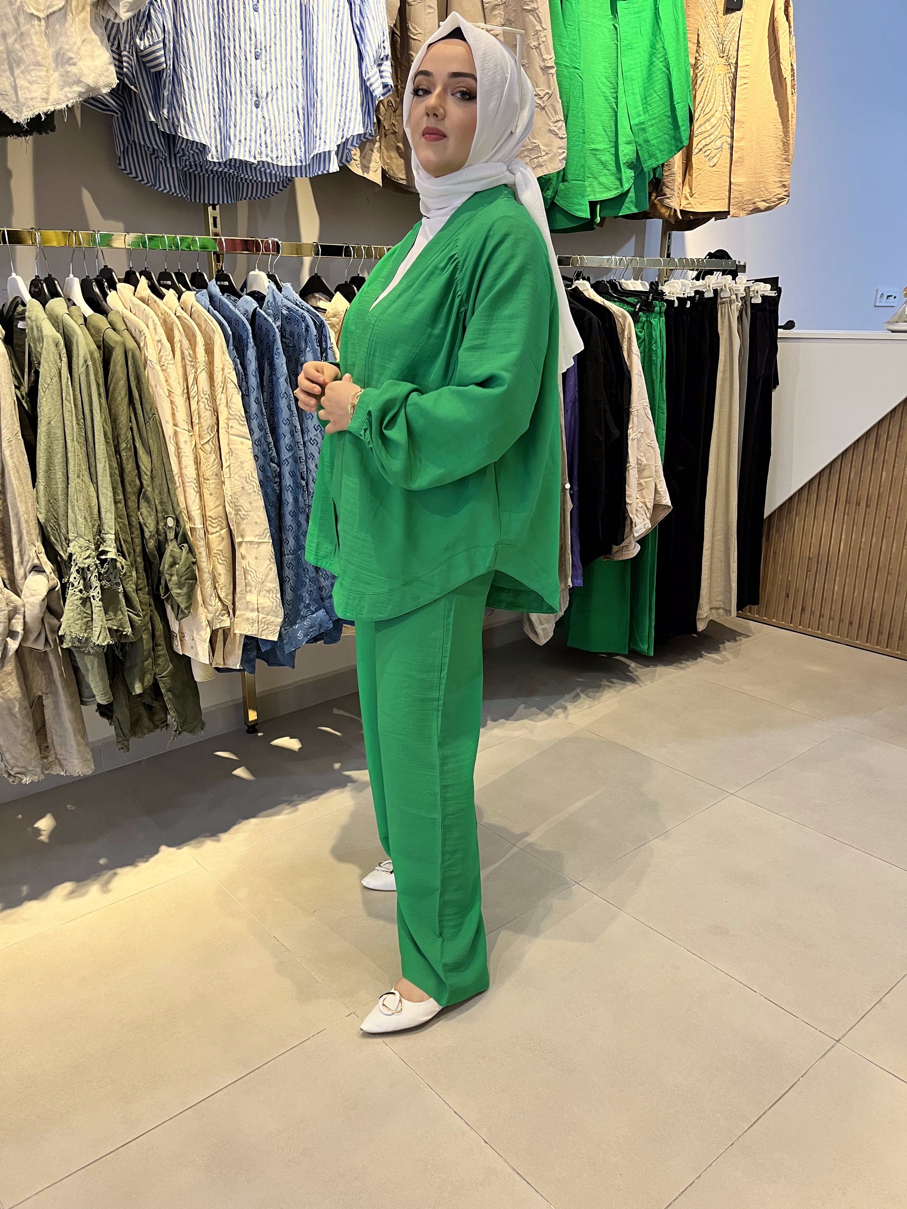 Benetton yeşil cepli oantolon 