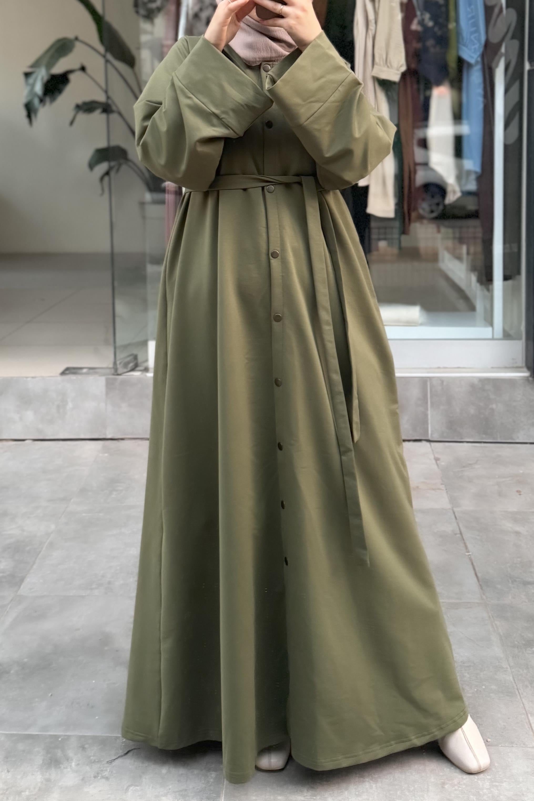 ANDE TESETTÜR, Abaya Kol Sweat/Ferace, Abaya Kol Sweat/Ferace- Haki yeşil