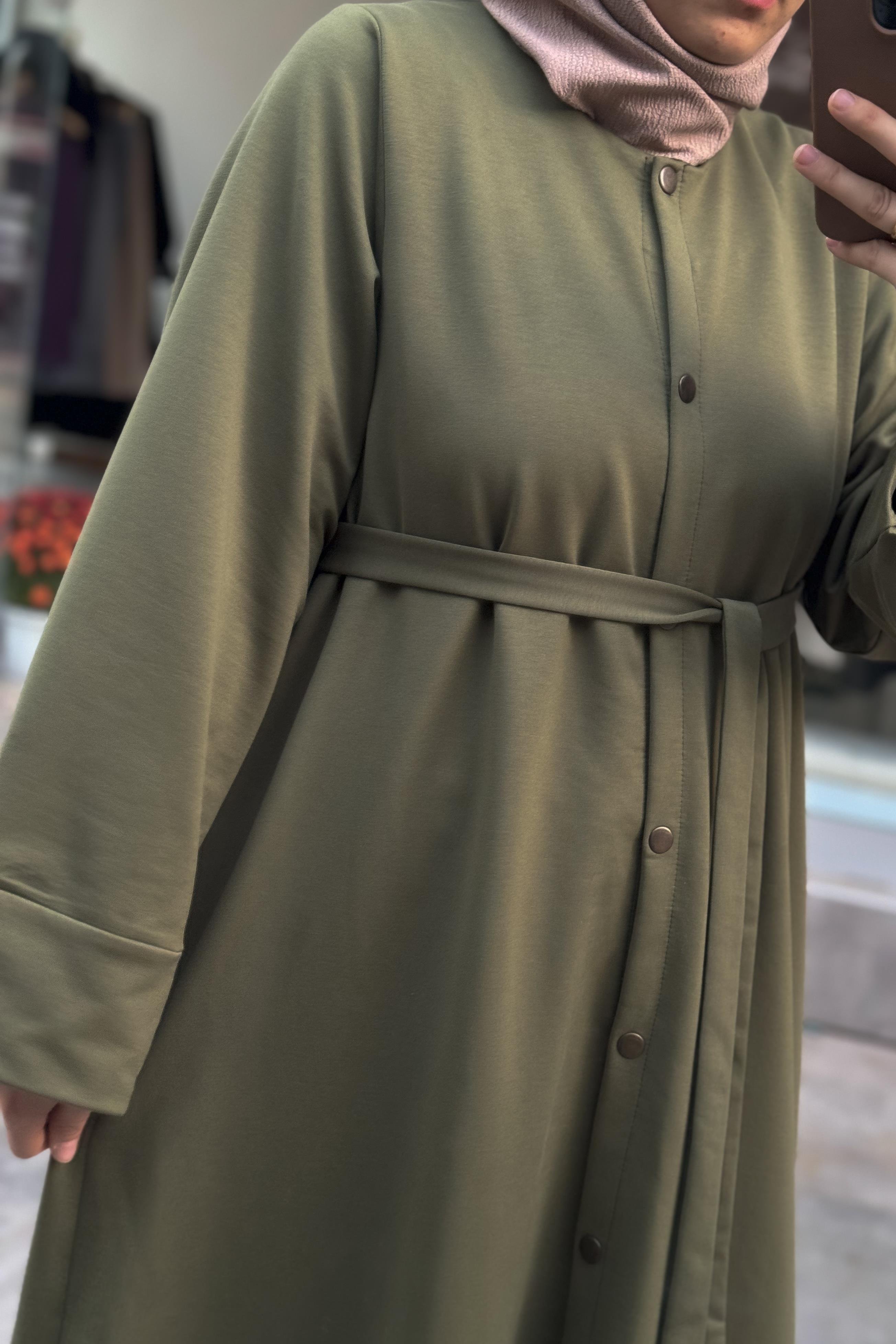 ANDE TESETTÜR, Abaya Kol Sweat/Ferace, Abaya Kol Sweat/Ferace- Haki yeşil