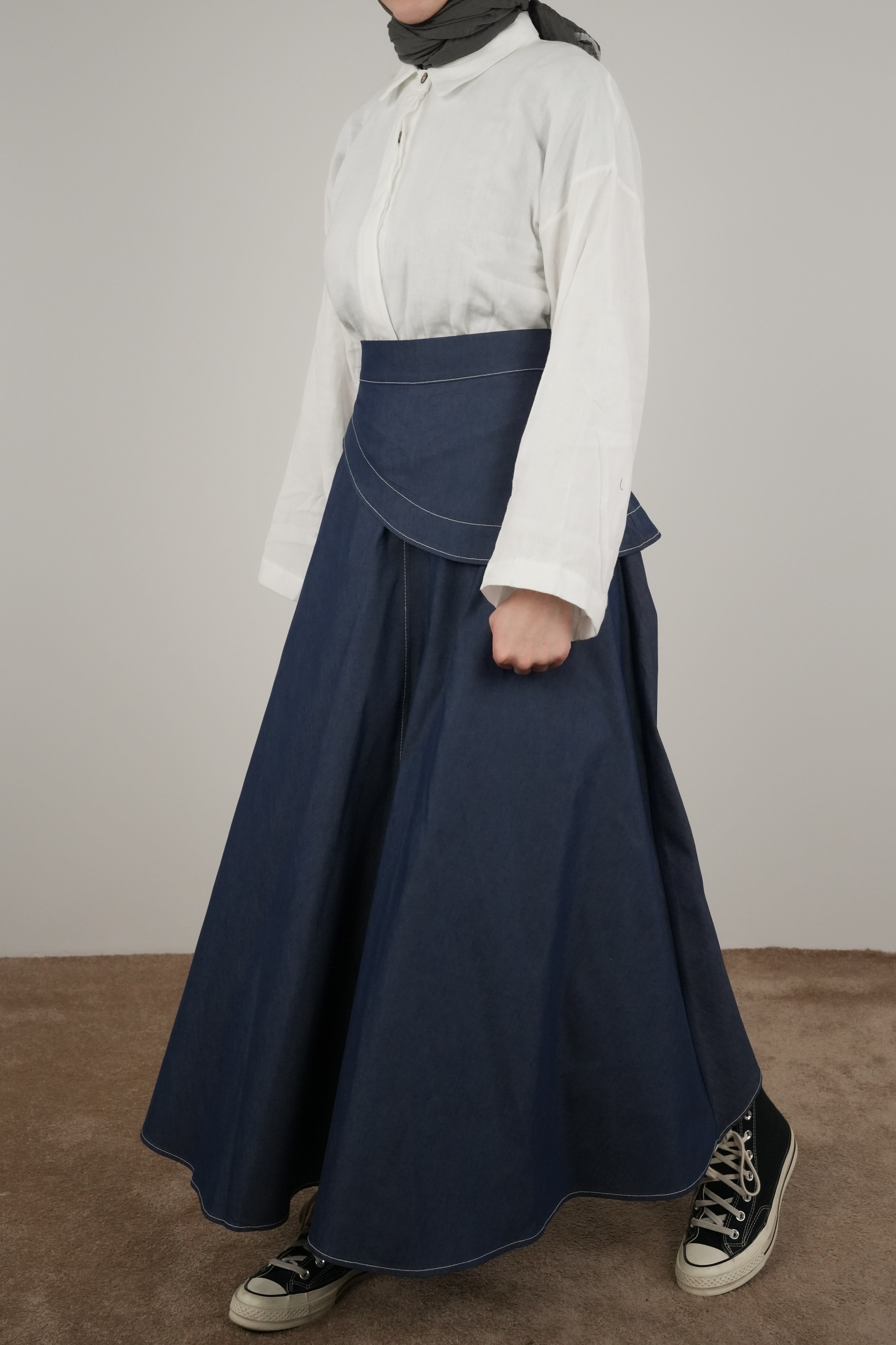 Ande Tesettür, Anvelop Detaylı Etek, Anvelop Detaylı Etek - Lacivert