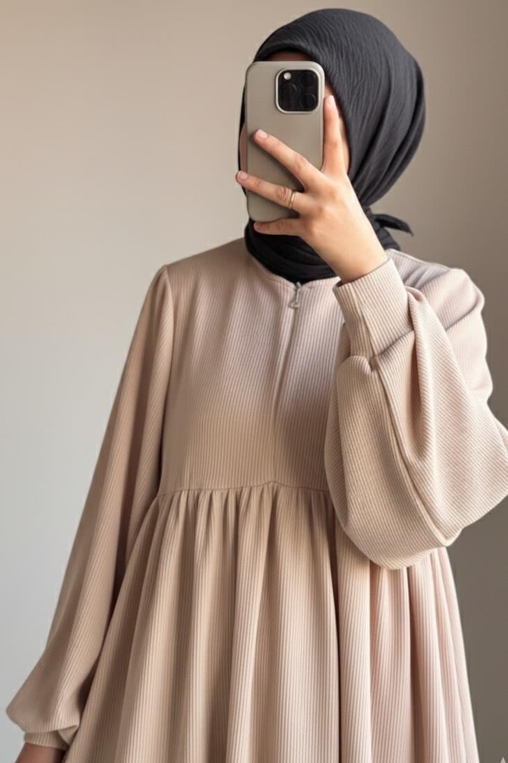 Ande Tesettür, Asya Robalı Elbise, Asya Robalı Elbise - Bej