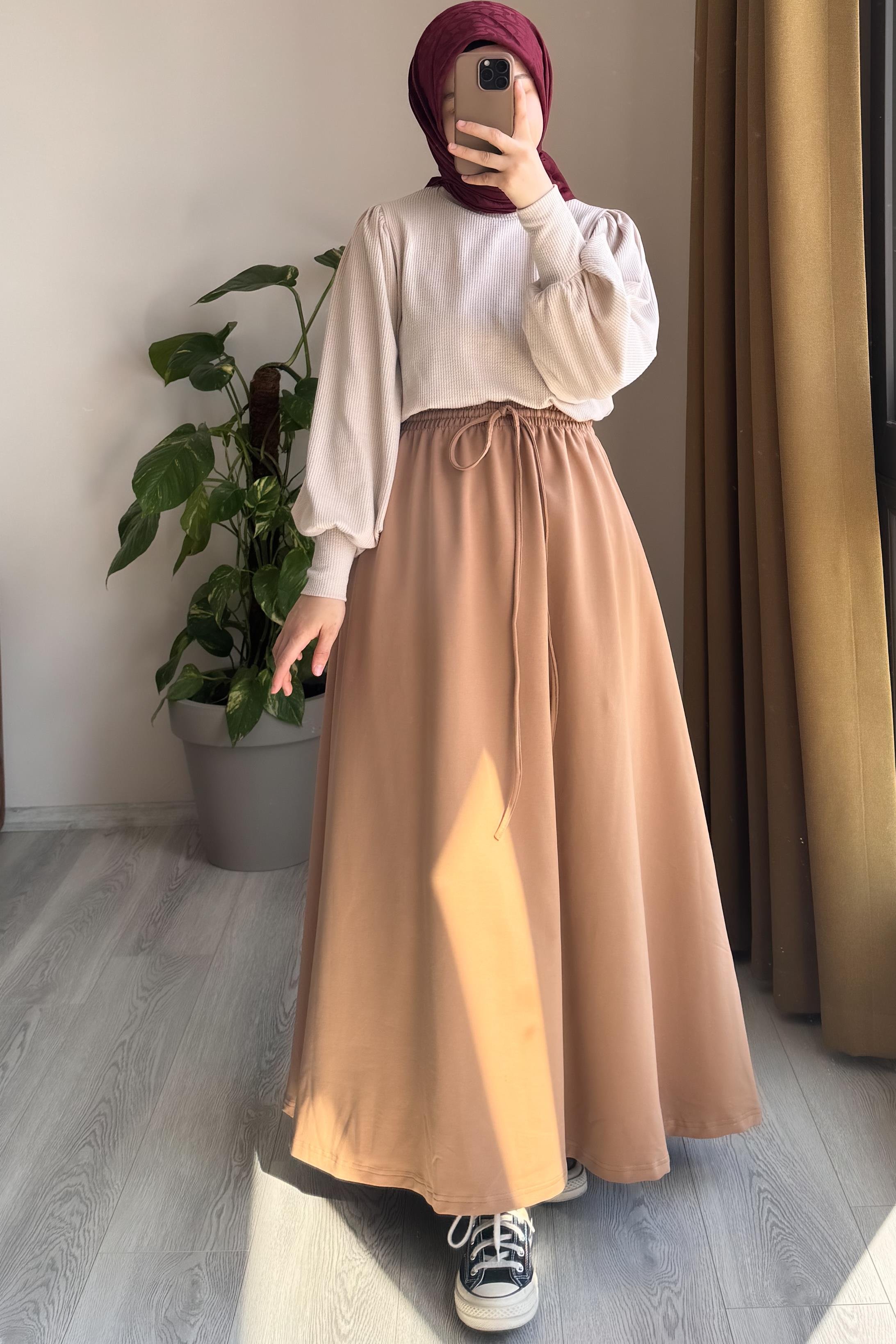 ANDE TESETTÜR, Bağcıklı Rahat Etek, Bağcıklı Rahat Etek- Vizon