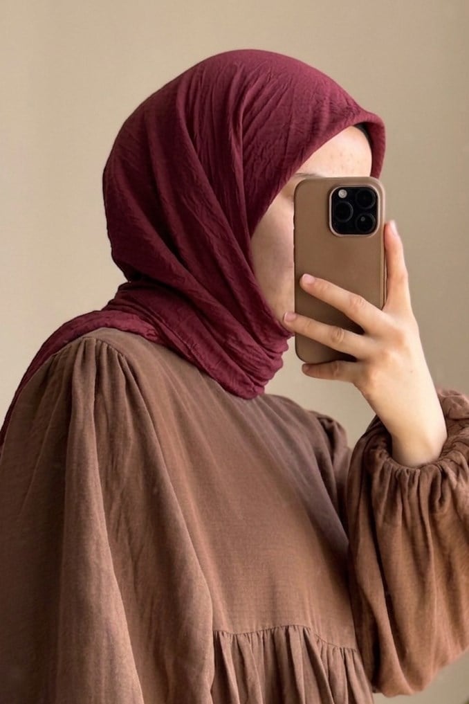 Ande Tesettür, Bambu Kraş Eşarp, Bambu Kraş Eşarp - Bordo