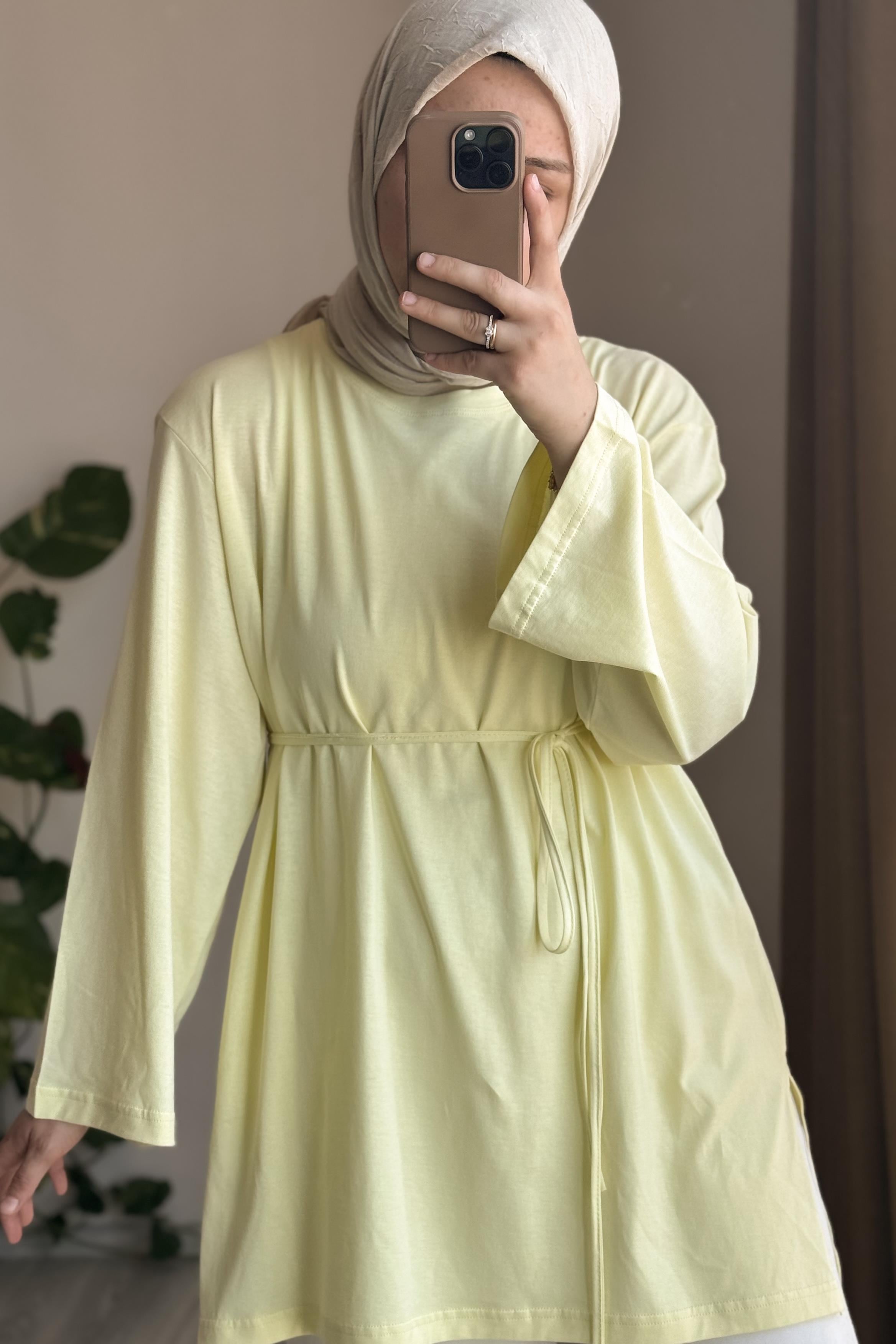 ANDE TESETTÜR, Basic Uzun Tişört, Basic Uzun Tişört - Sarı