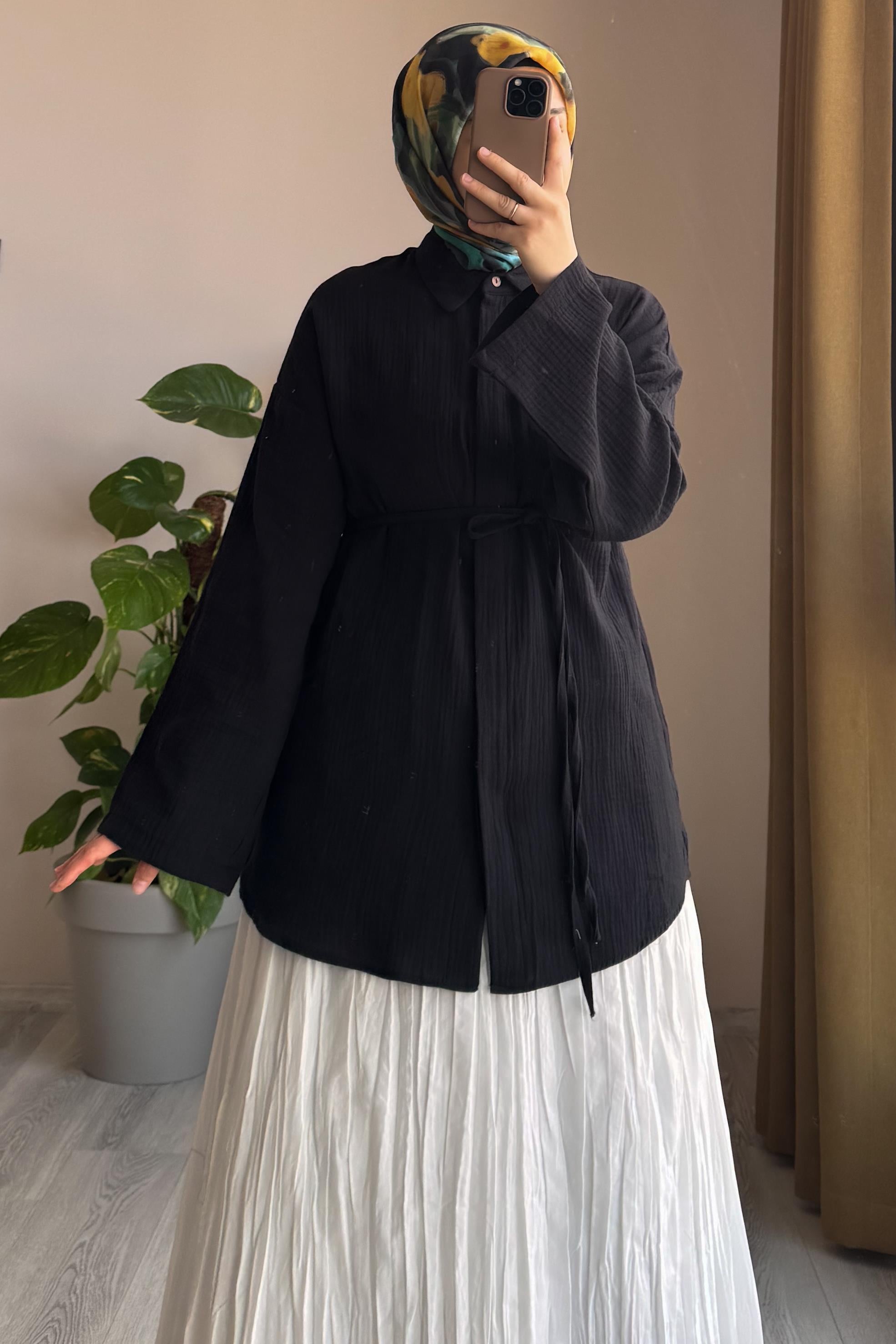 ANDE TESETTÜR, Classic Müslin Gömlek, Classic Müslin Gömlek - Siyah