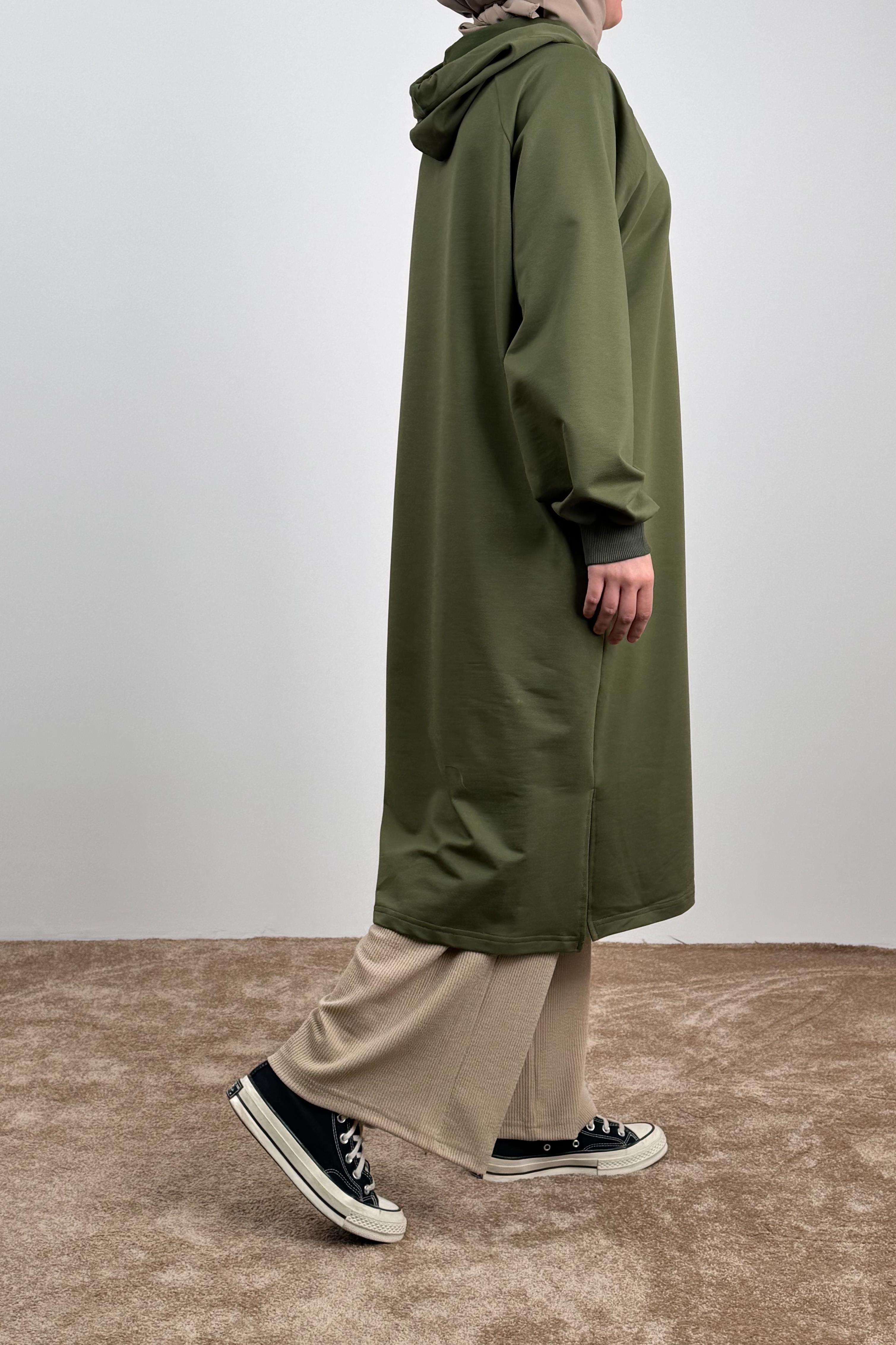 Ande Tesettür, Classic Uzun Tunik, Classic Uzun Tunik - Haki yeşil