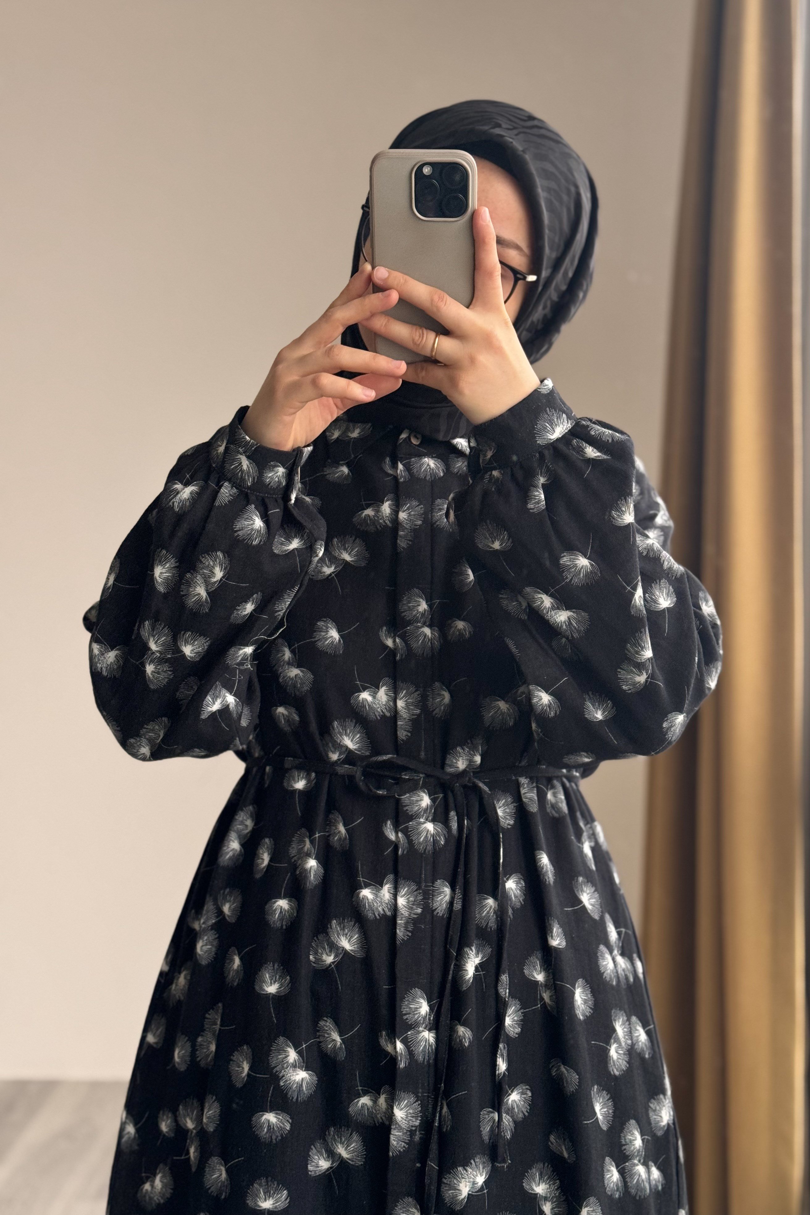 Ande Tesettür, Cool Müslin Takım, Cool Müslin Takım - Lale Desen Siyah