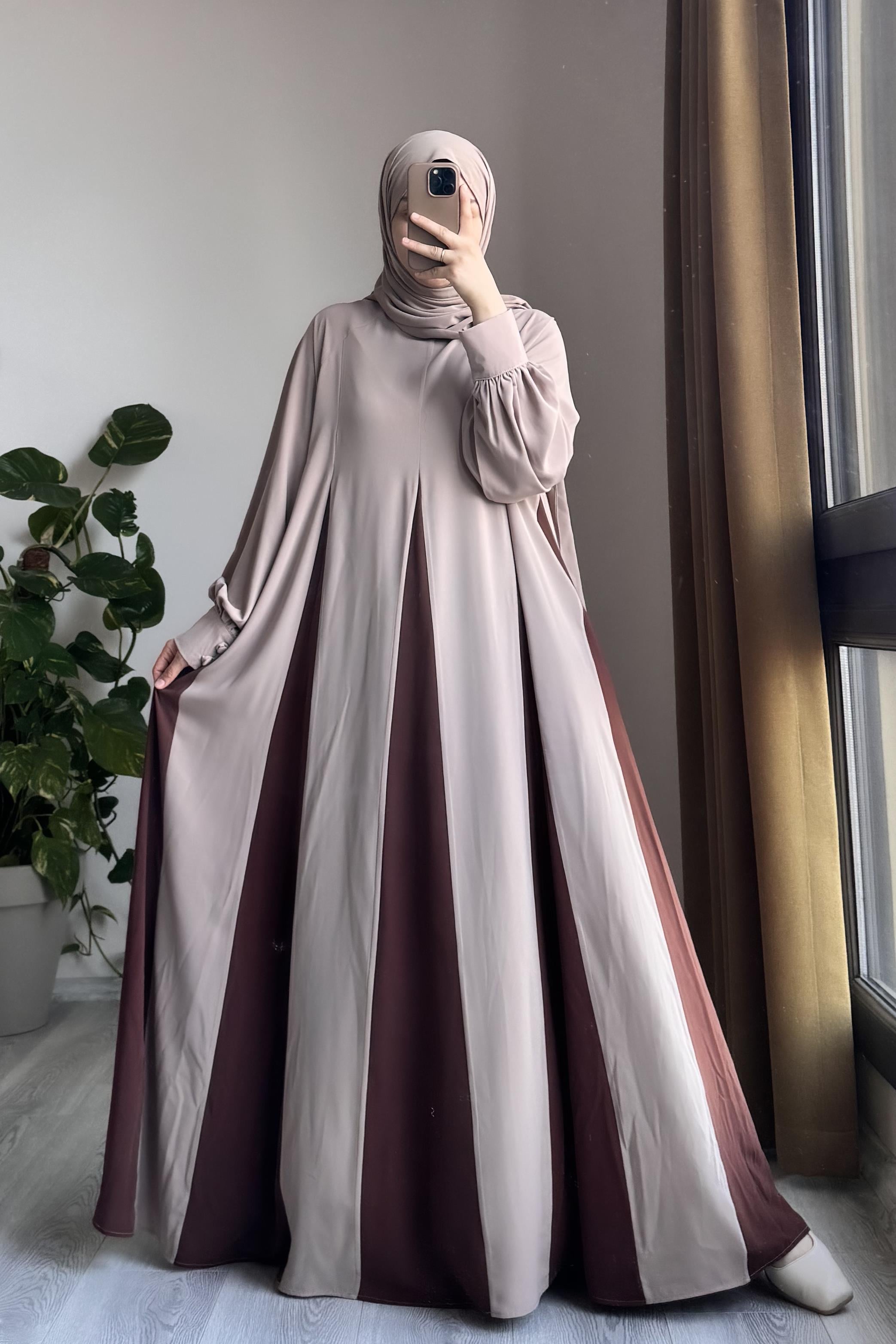 ANDE TESETTÜR, Dilim Garni Elbise, Dilim Garni Elbise - Bej/Açık kahve