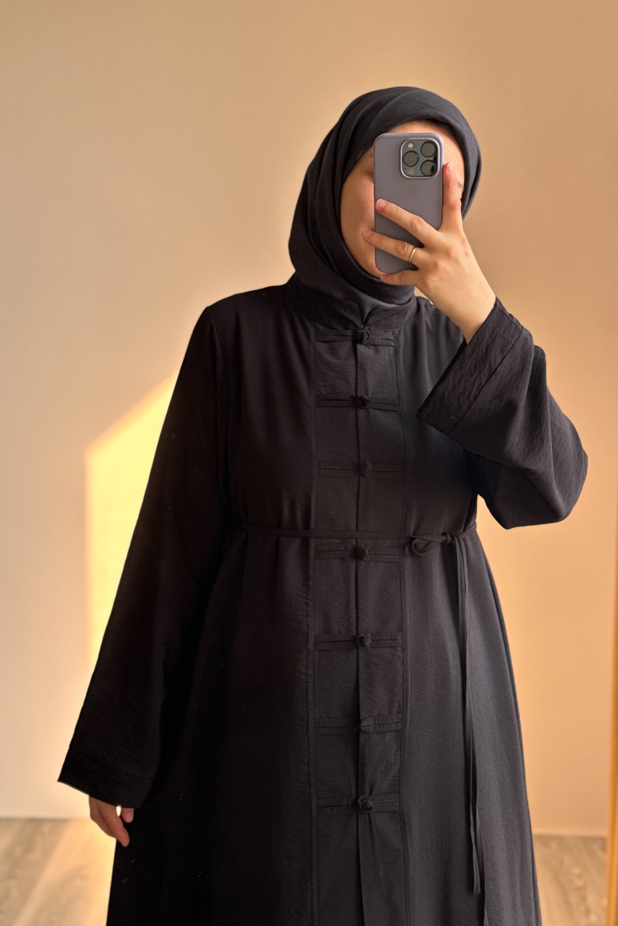 Ande Tesettür, Düğme Detaylı Pantolonlu Takım, Düğme Detaylı Pantolonlu Takım - Siyah