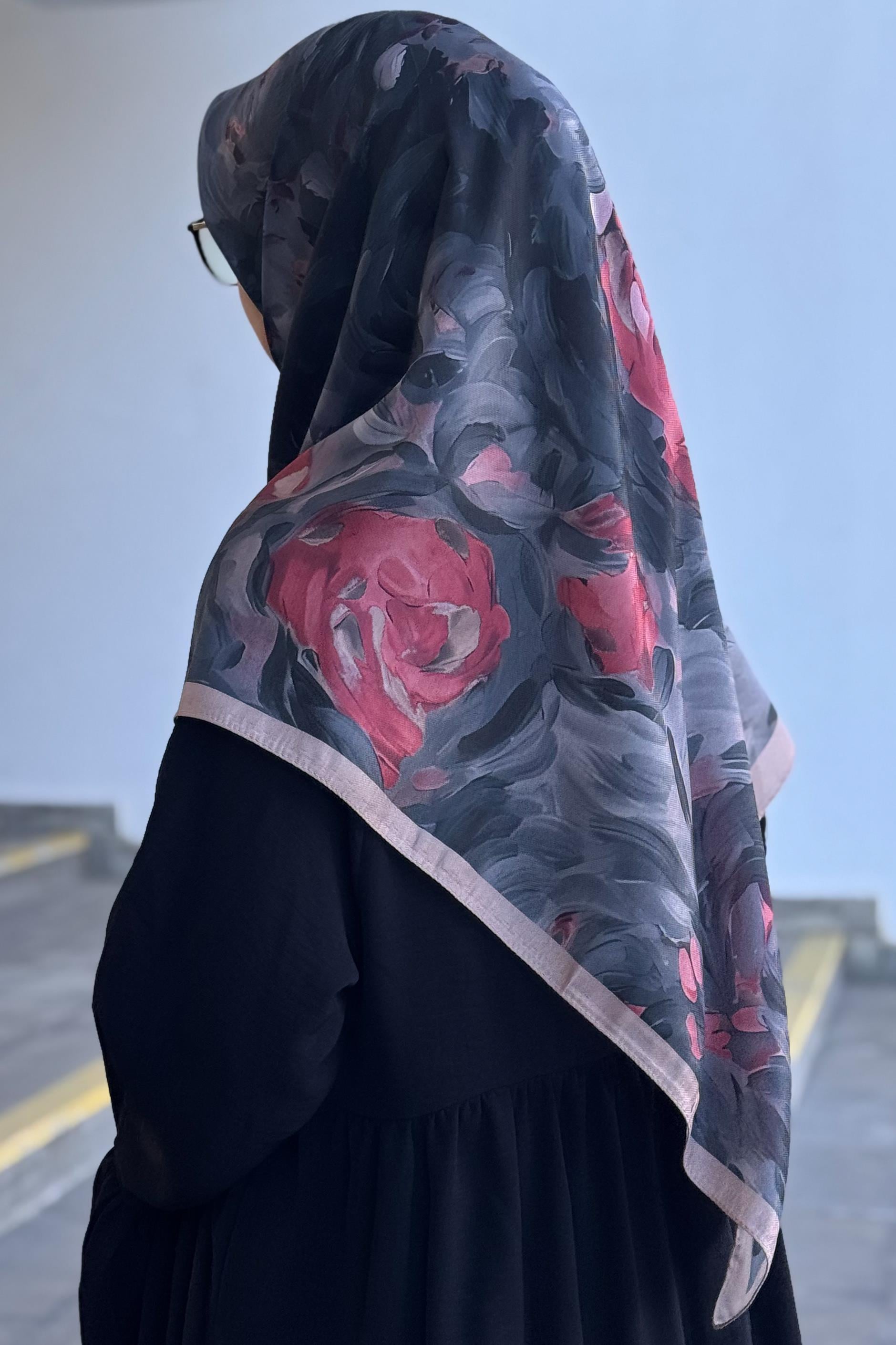 Ande Tesettür, Floral Desen Pamuk Eşarp, Floral Desen Pamuk Eşarp - Bordo