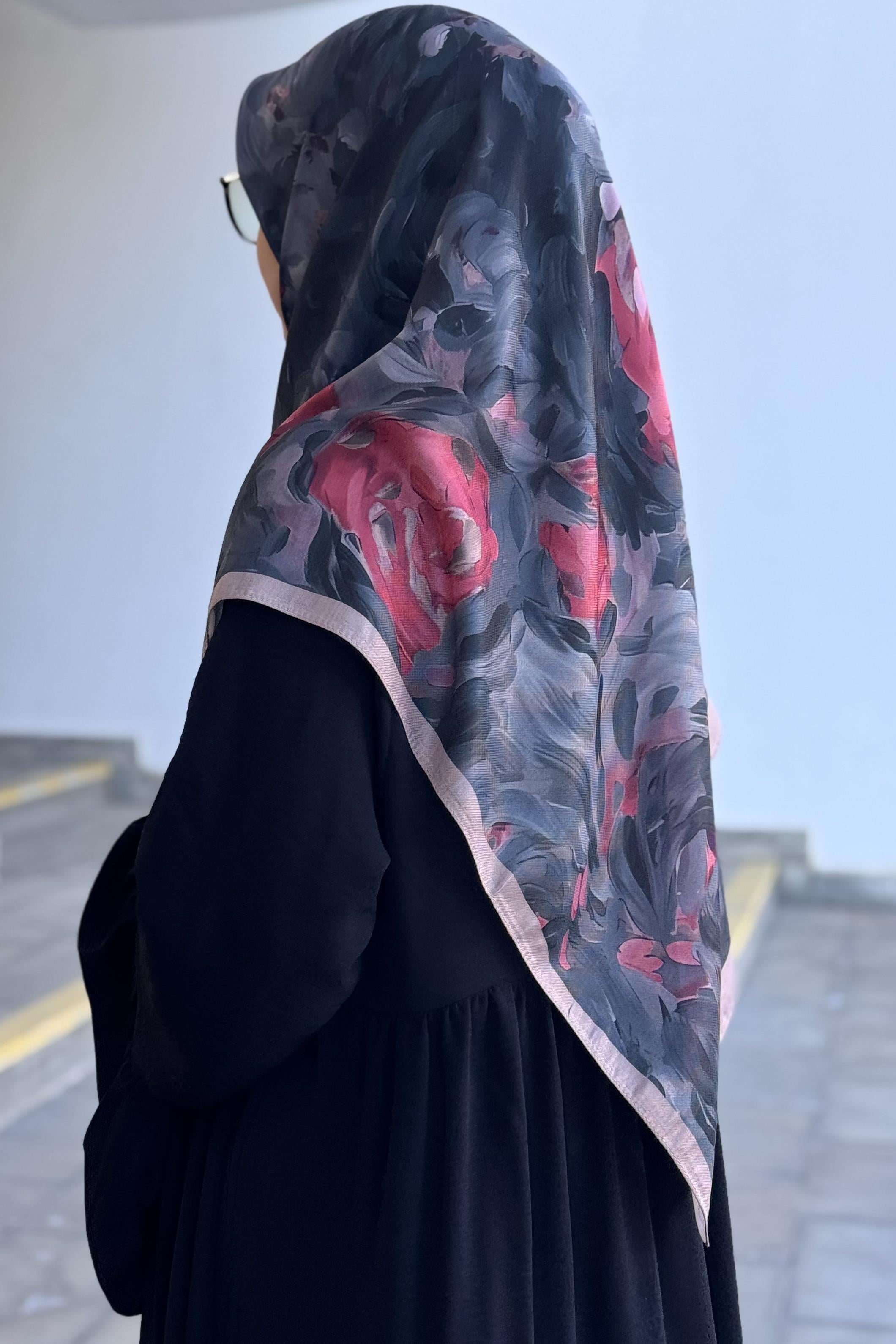 Ande Tesettür, Floral Desen Pamuk Eşarp, Floral Desen Pamuk Eşarp - Bordo