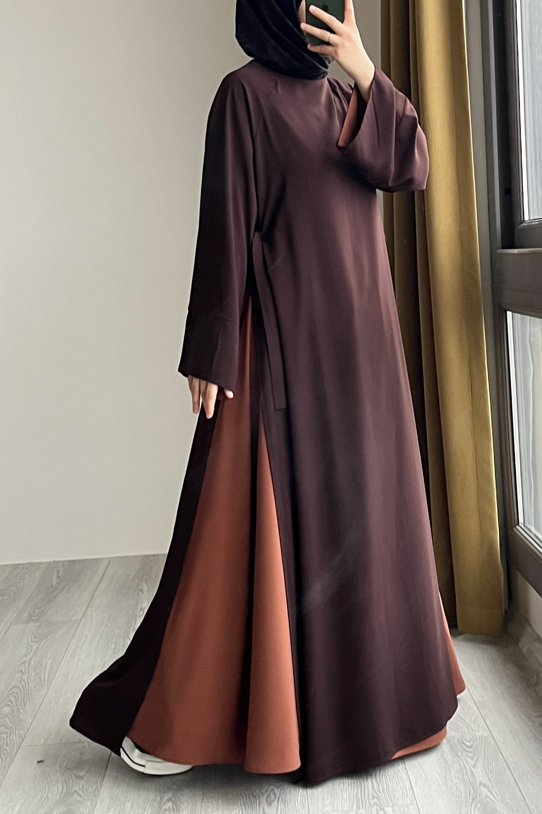 Ande Tesettür, Garni Elbiseli Takım, Garni Elbiseli Takım - Acı kahve/ Taba