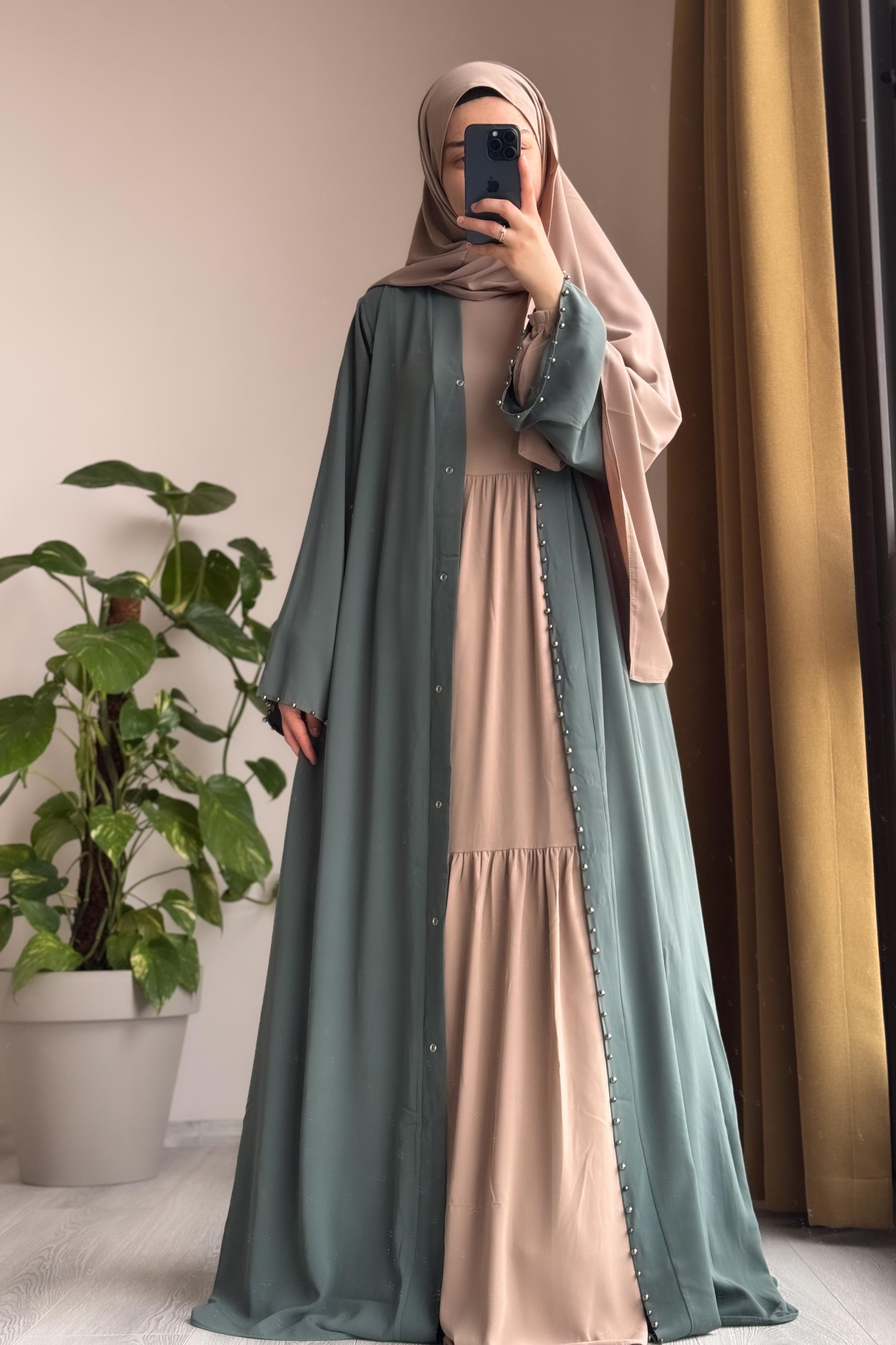 ANDE TESETTÜR, İncili Abaya, İncili Abaya - Mint yeşil