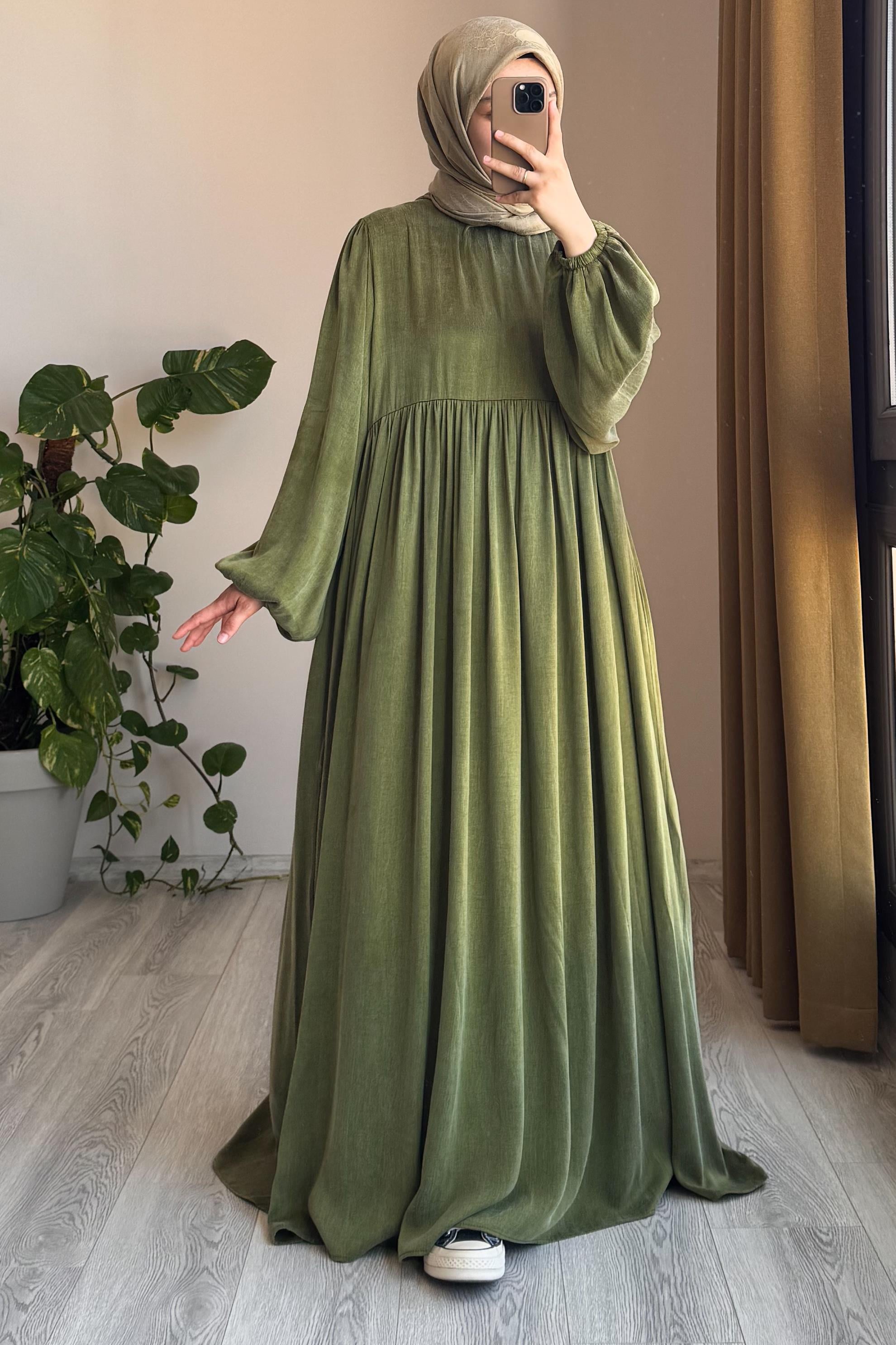 ANDE TESETTÜR, İpek Cupra Elbise, İpek Cupra Elbise - Adaçayı