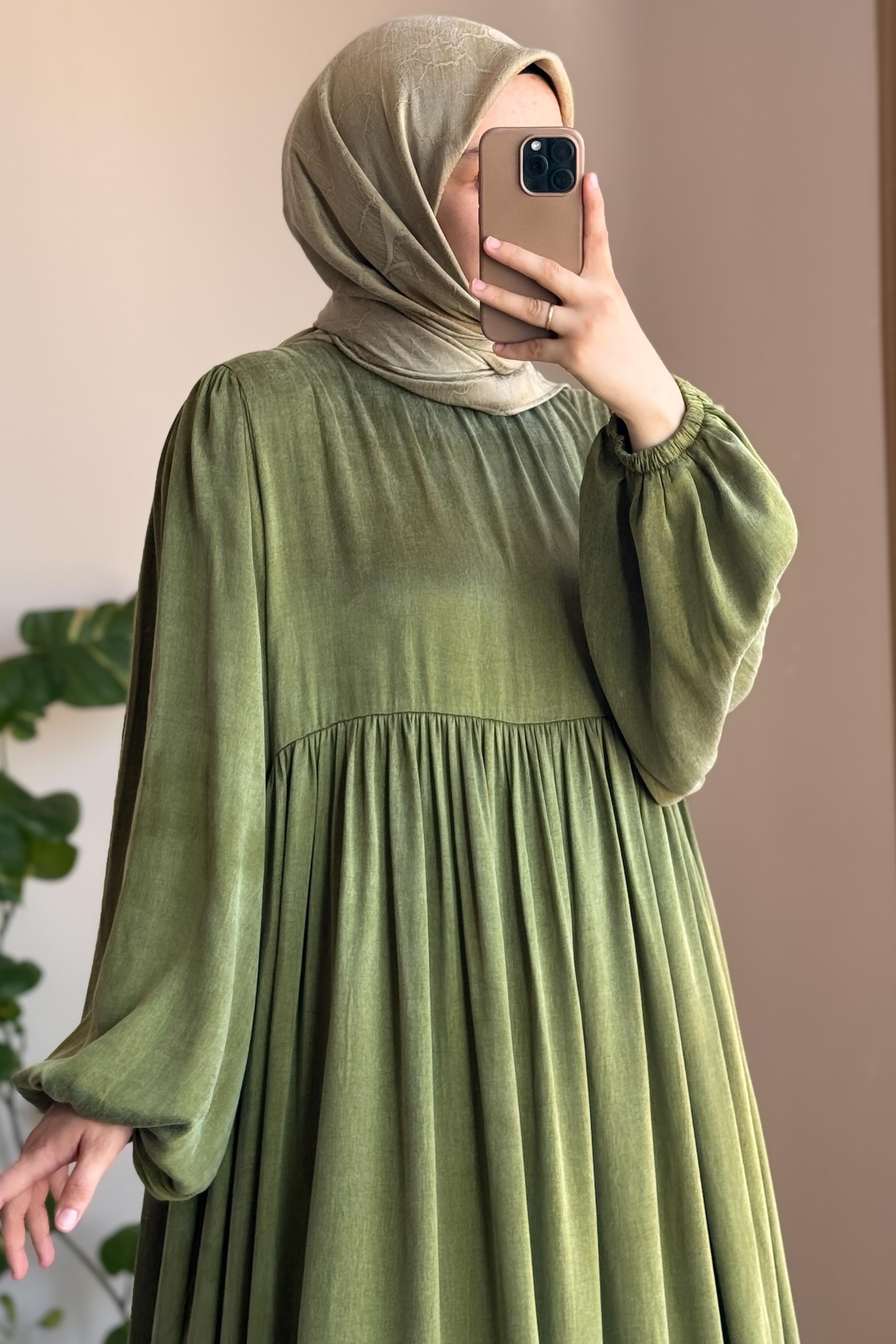 ANDE TESETTÜR, İpek Cupra Elbise, İpek Cupra Elbise - Adaçayı