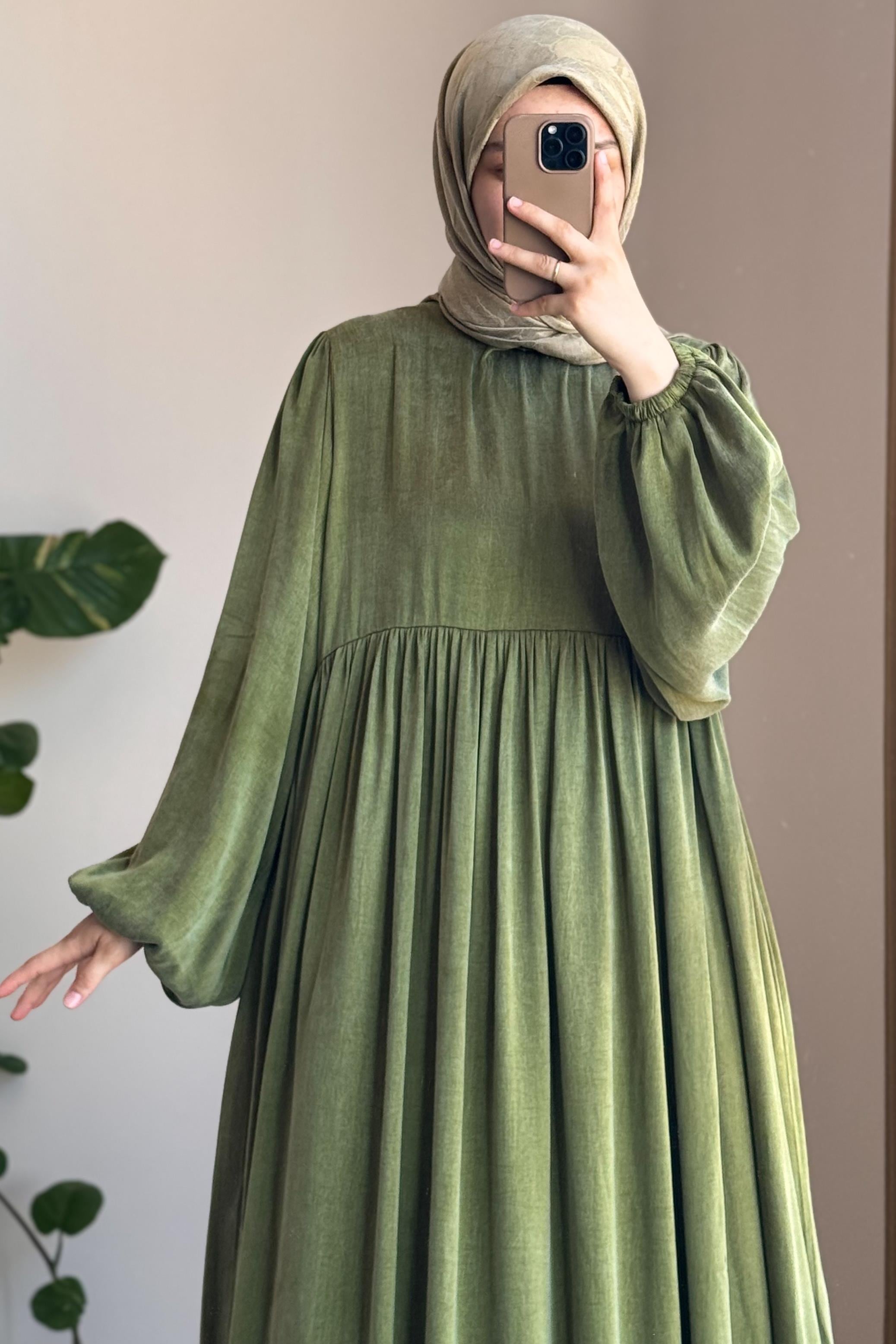 ANDE TESETTÜR, İpek Cupra Elbise, İpek Cupra Elbise - Adaçayı