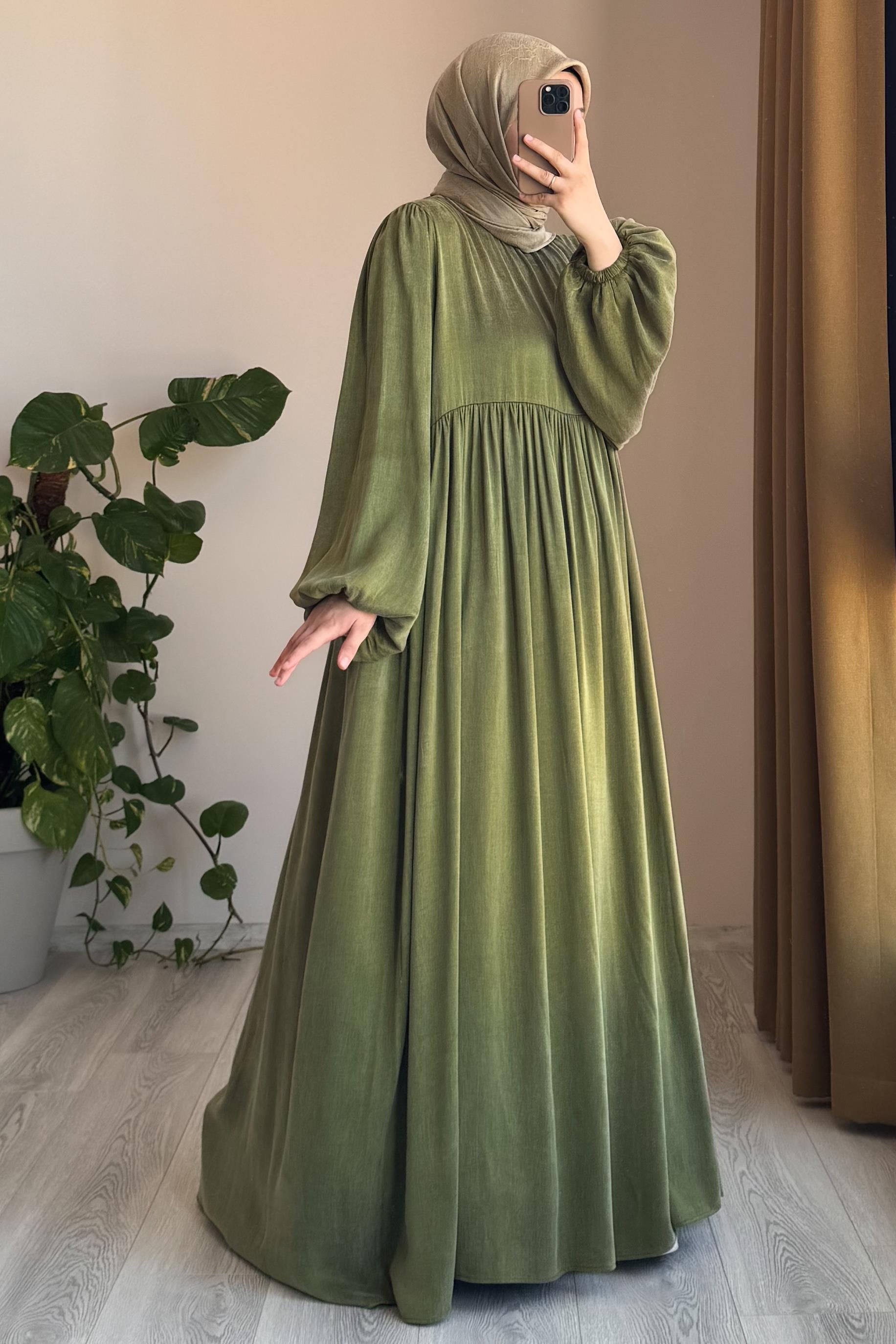 ANDE TESETTÜR, İpek Cupra Elbise, İpek Cupra Elbise - Adaçayı