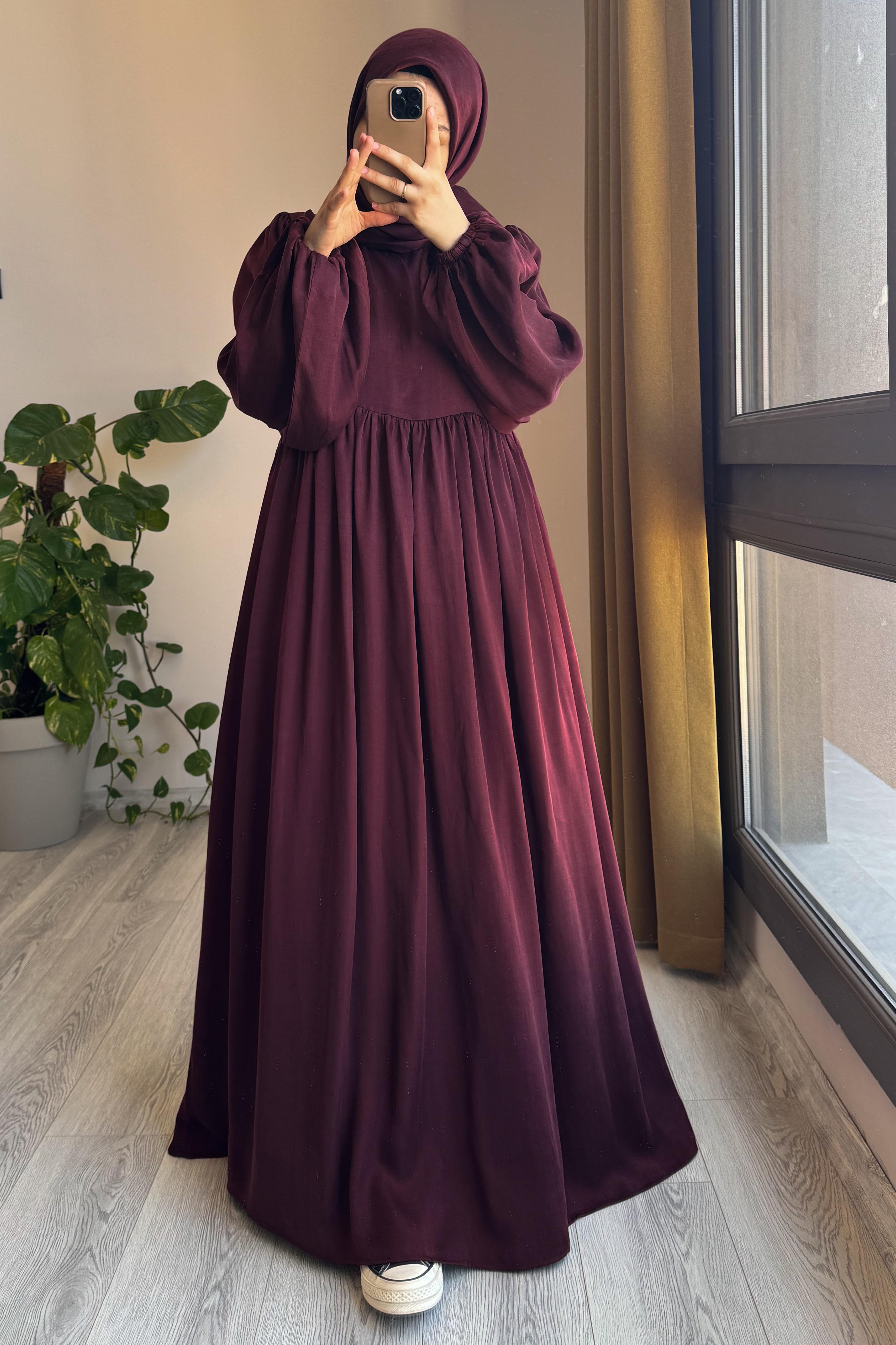 ANDE TESETTÜR, İpek Cupra Elbise, İpek Cupra Elbise - Bordo