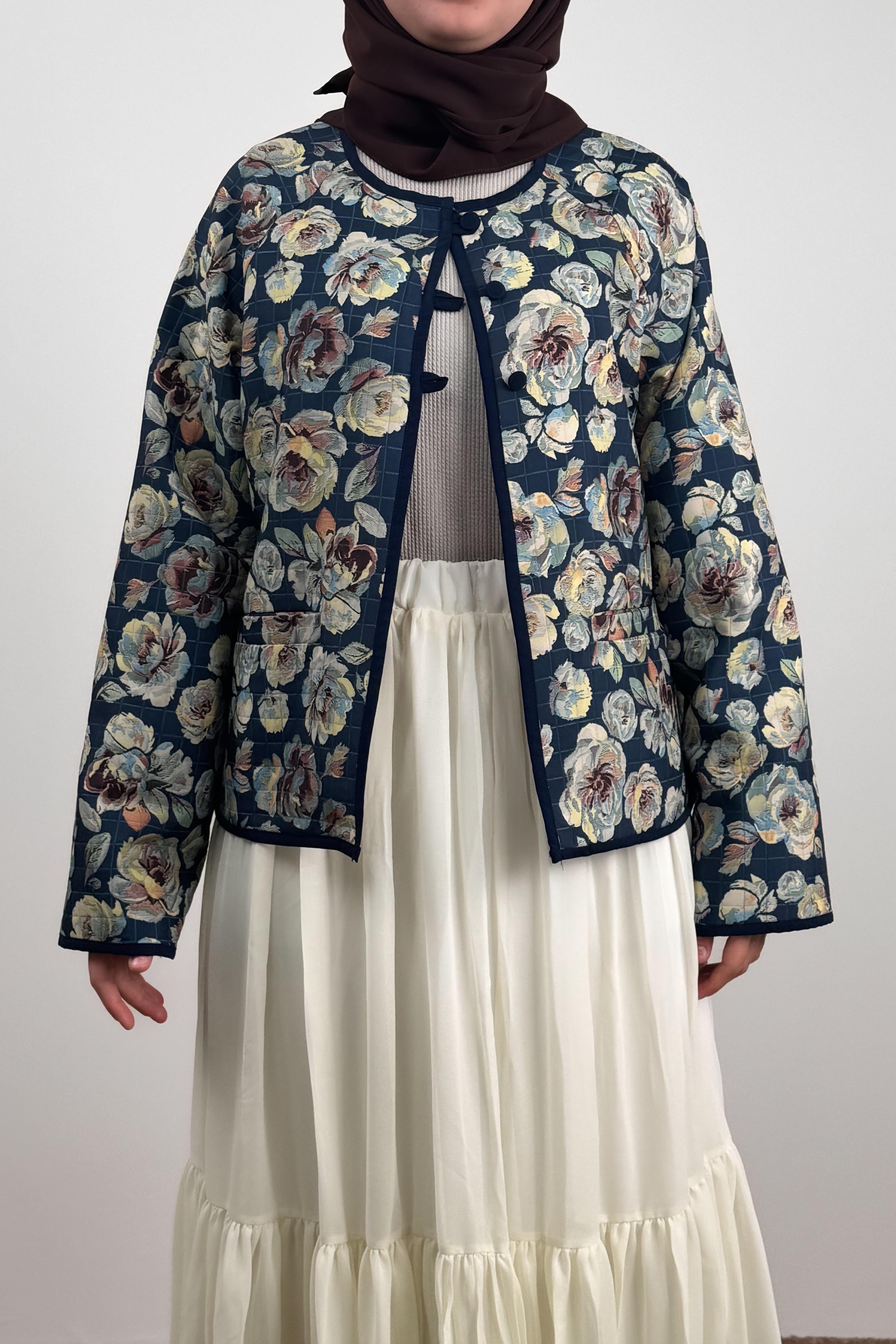 Ande Tesettür, Kapitone Ceket, Kapitone Ceket - Lacivert desen