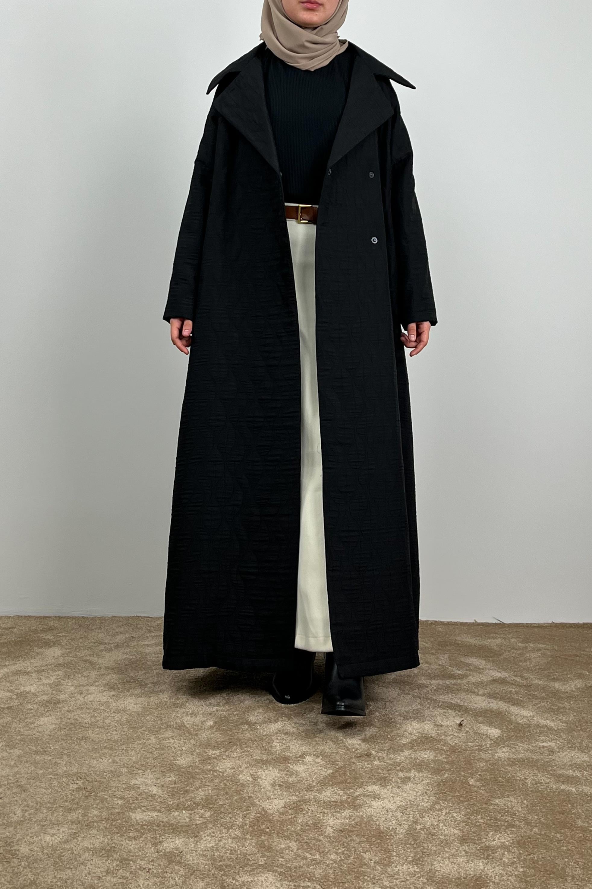 Ande Tesettür, Kapitone Trençkot, Kapitone Trençkot - Siyah