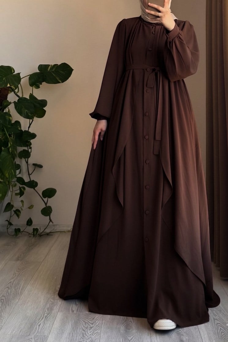 Ande Tesettür, Kat Detaylı Ferace, Kat Detaylı Ferace - Acı kahve