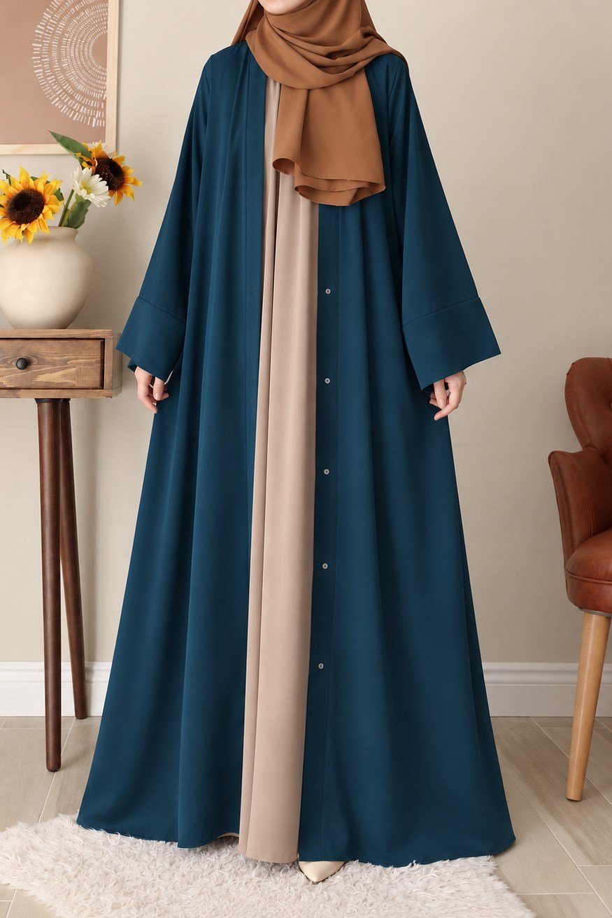 Ande Tesettür, Klasik Abaya, Klasik Abaya - Petrol mavi