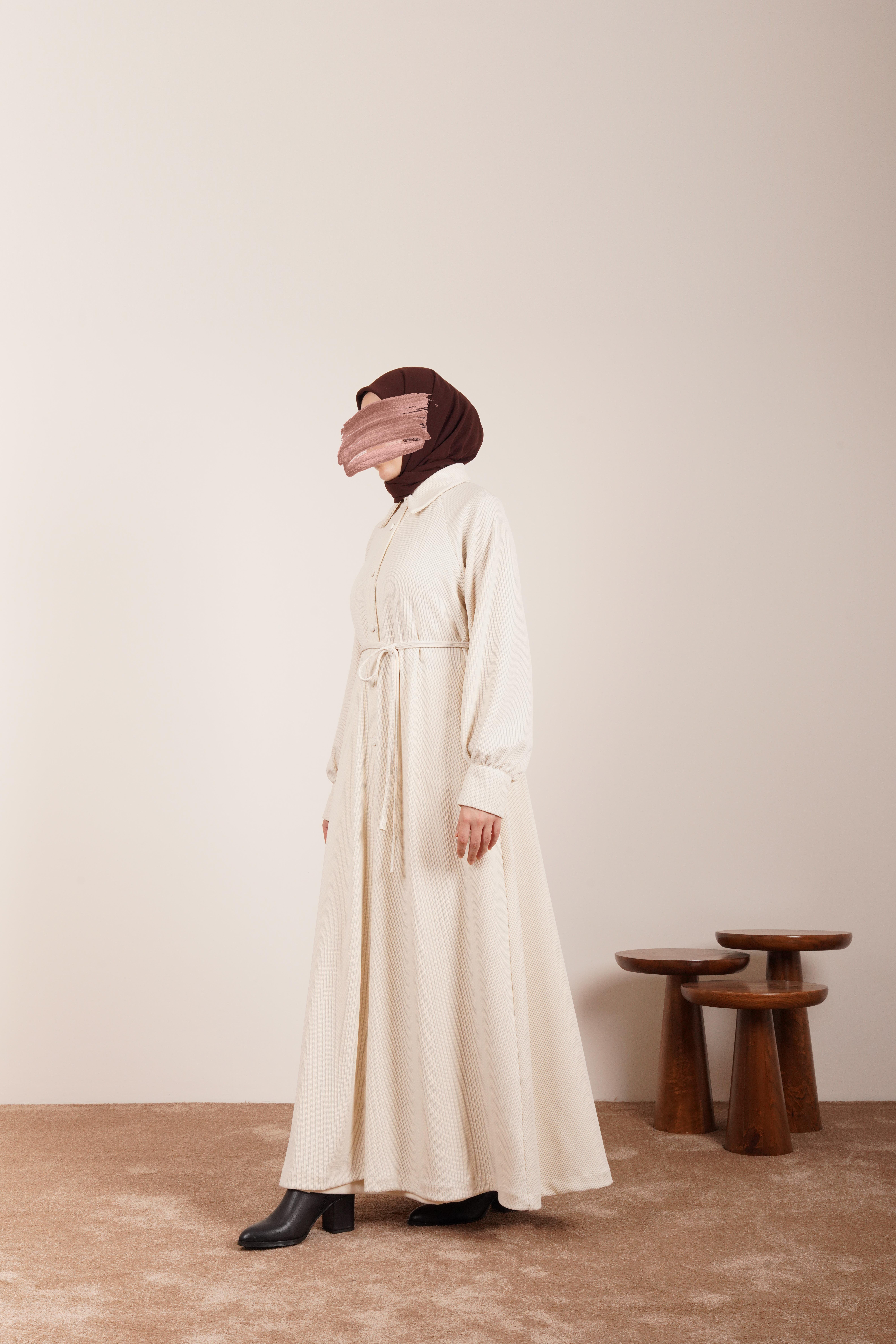 Ande Tesettür, Kloş Triko Ferace, Kloş Triko Ferace-Açık Bej