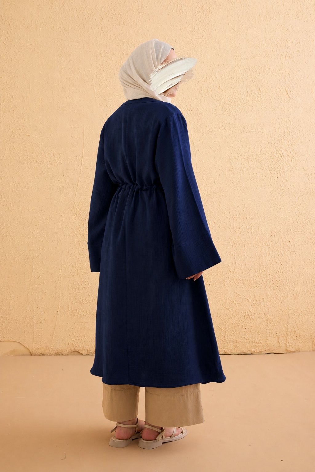 Ande Tesettür, Köprü Bağlamalı Müslin Kimono, Köprü Bağlamalı Müslin Kimono - Lacivert