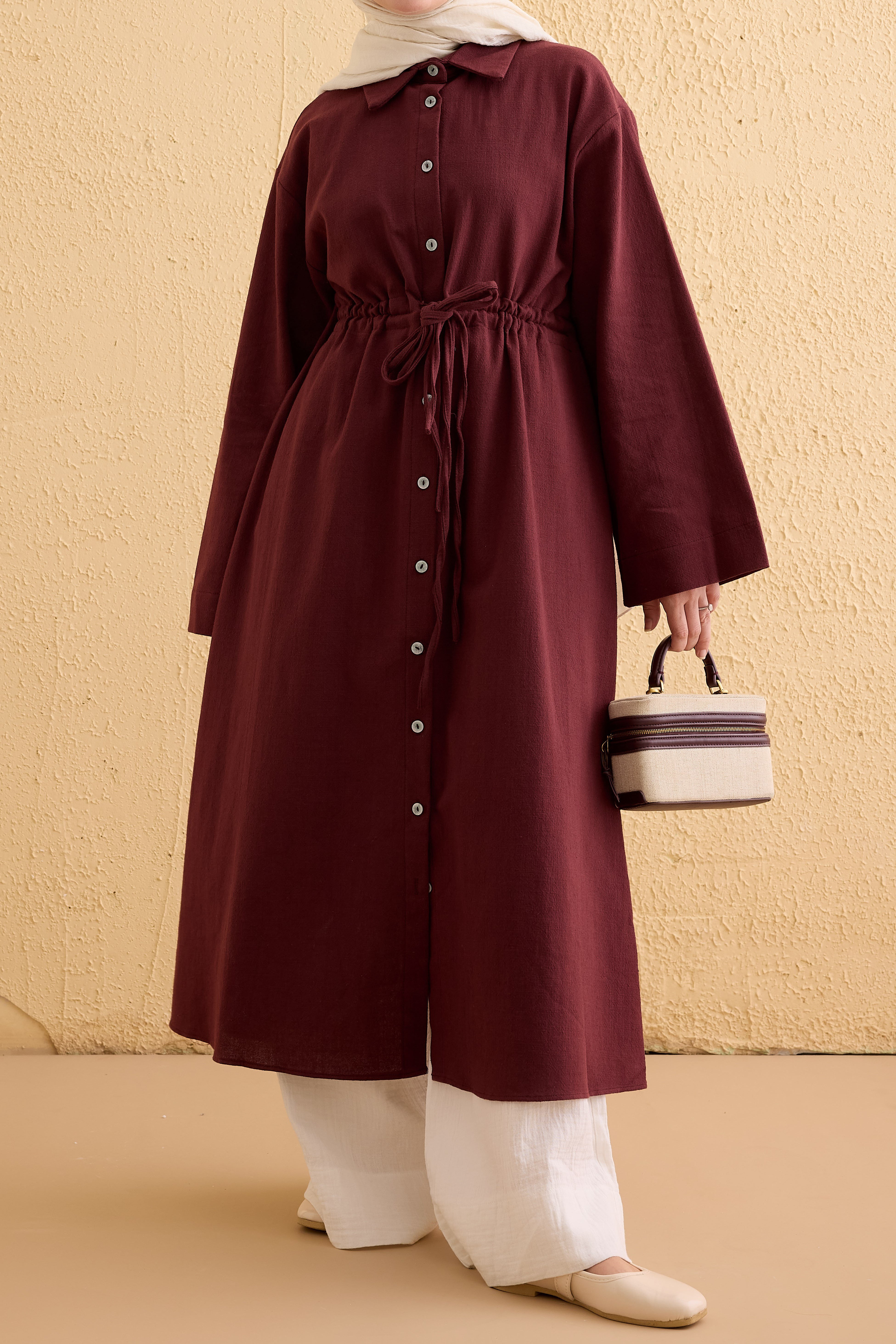 Ande Tesettür, Köprülü Keten Tunik, Köprülü Keten Tunik - Bordo