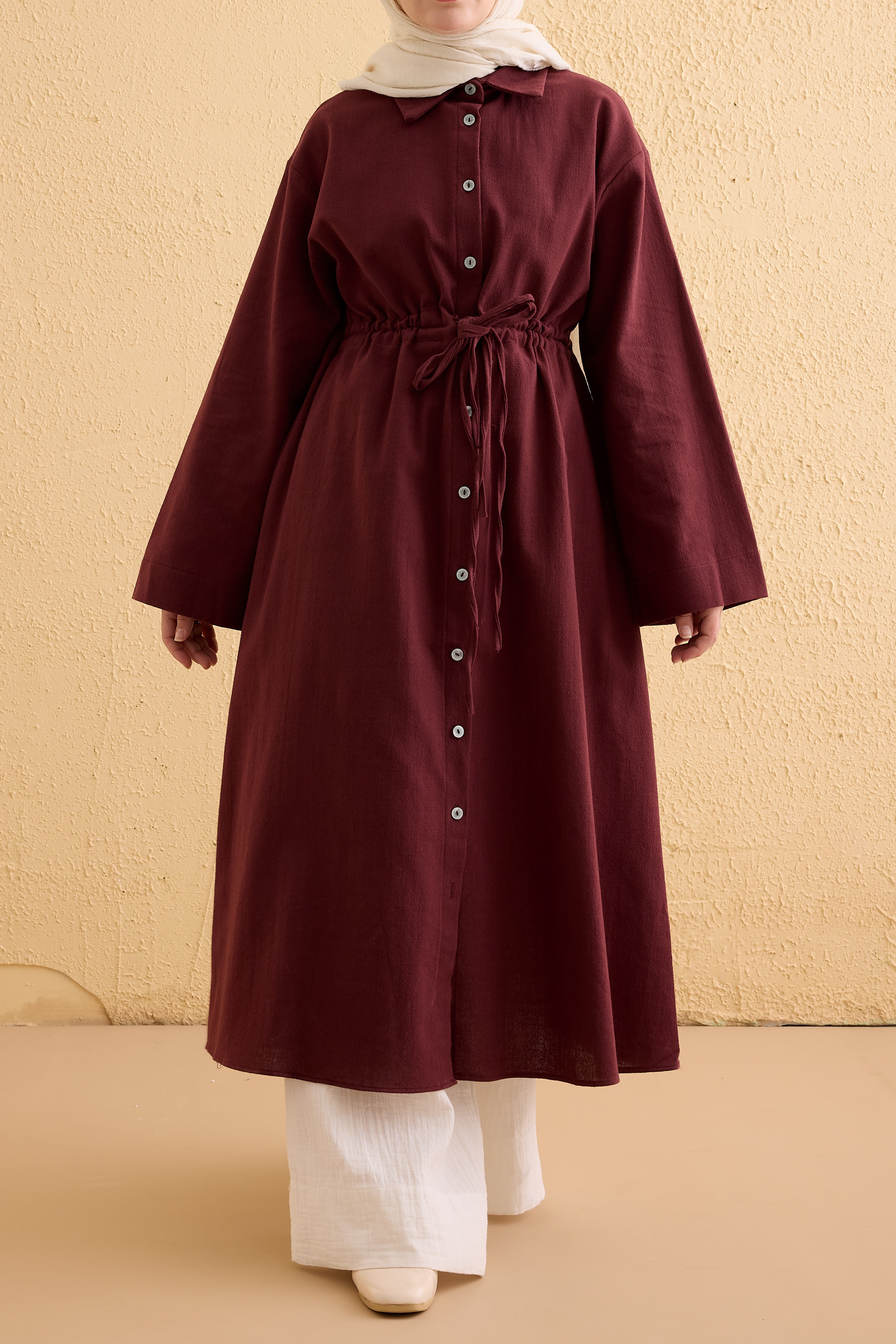 Ande Tesettür, Köprülü Keten Tunik, Köprülü Keten Tunik - Bordo