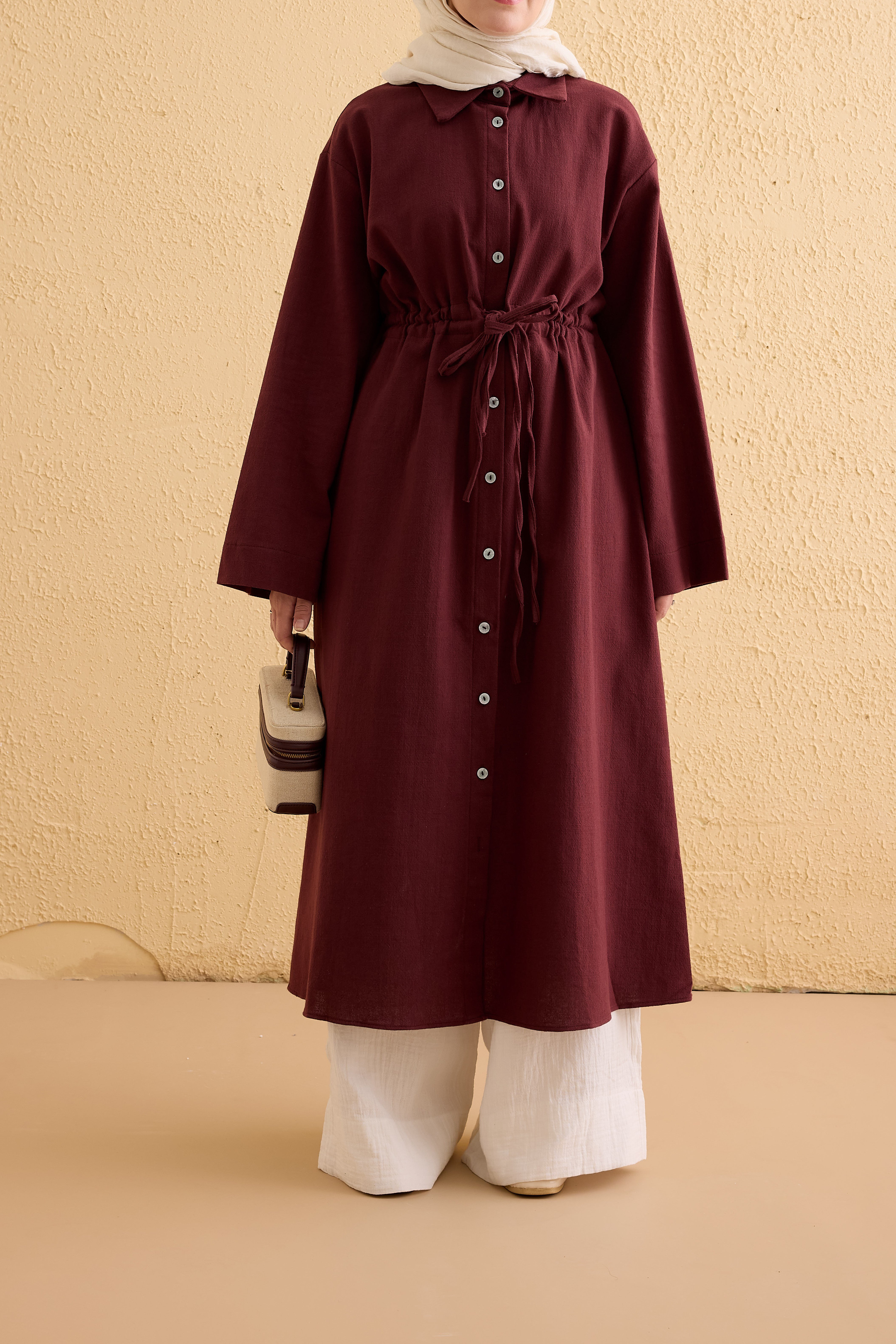 Ande Tesettür, Köprülü Keten Tunik, Köprülü Keten Tunik - Bordo