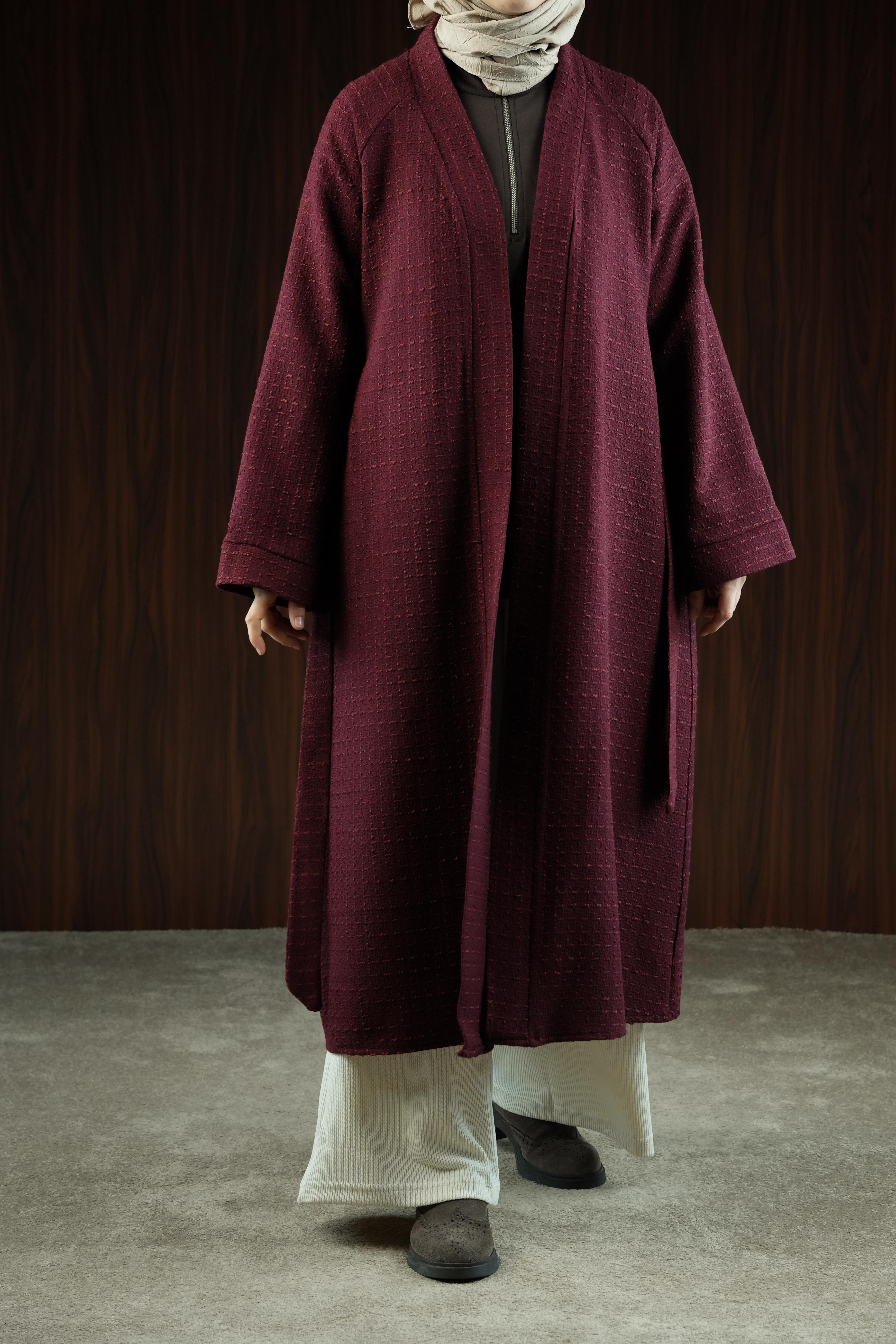 Ande Tesettür, Midi Boy Şanel Kimono, Midi Boy Şanel Kimono - Bordo