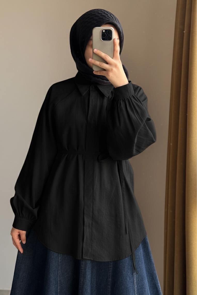 Ande Tesettür, Modal Gömlek, Modal Gömlek - Siyah