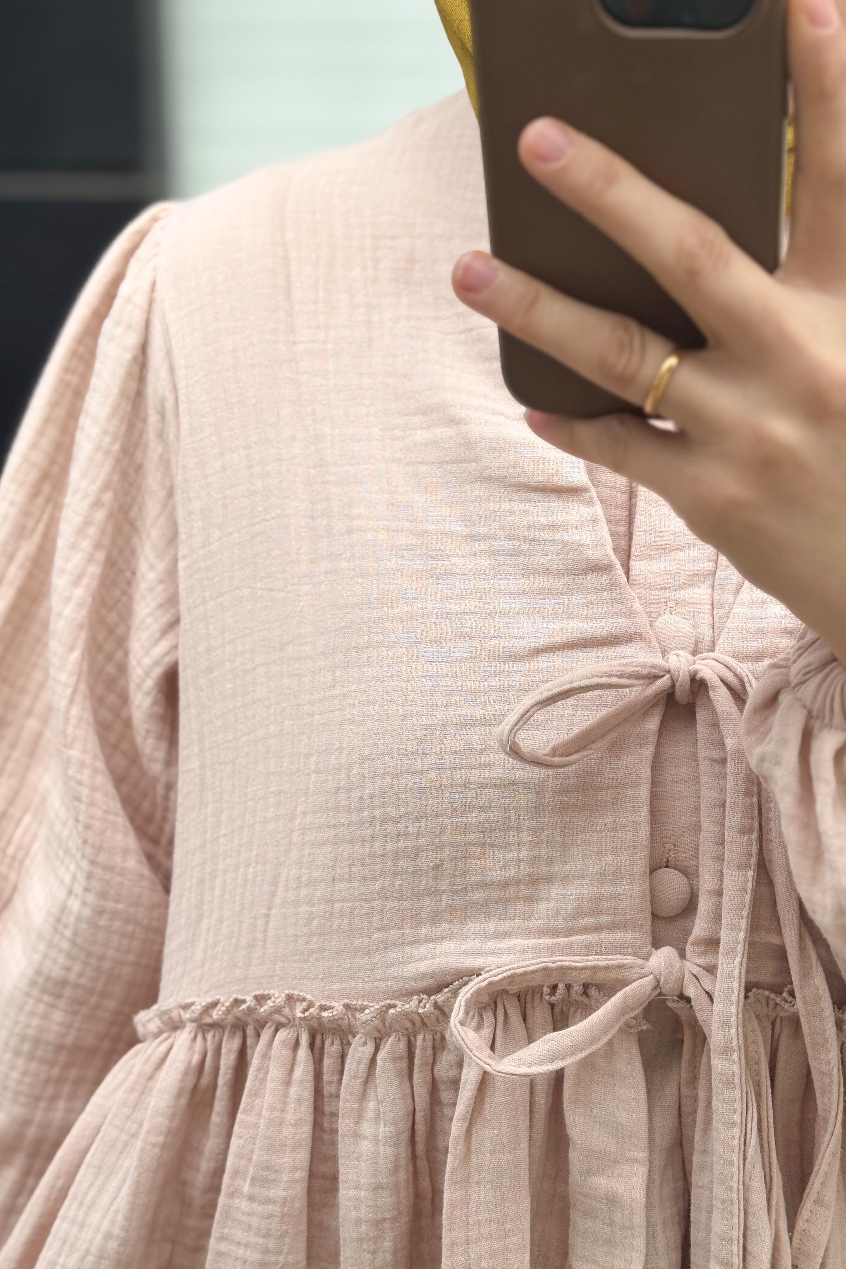 ANDE TESETTÜR, Müslin İkili Kaftan Takım, Müslin İkili Kaftan Takım- Bej