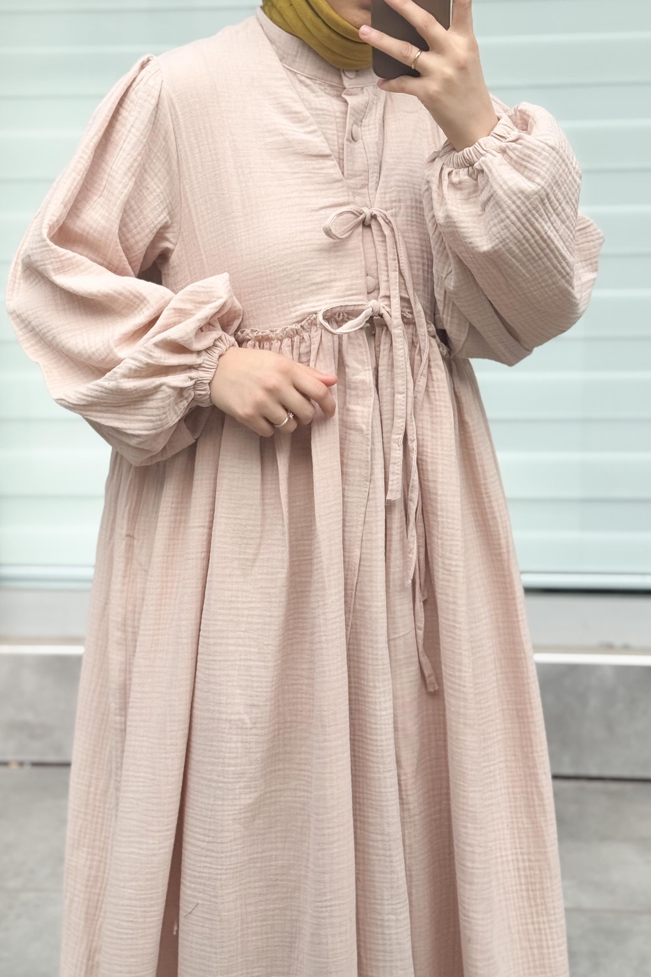 ANDE TESETTÜR, Müslin İkili Kaftan Takım, Müslin İkili Kaftan Takım- Bej