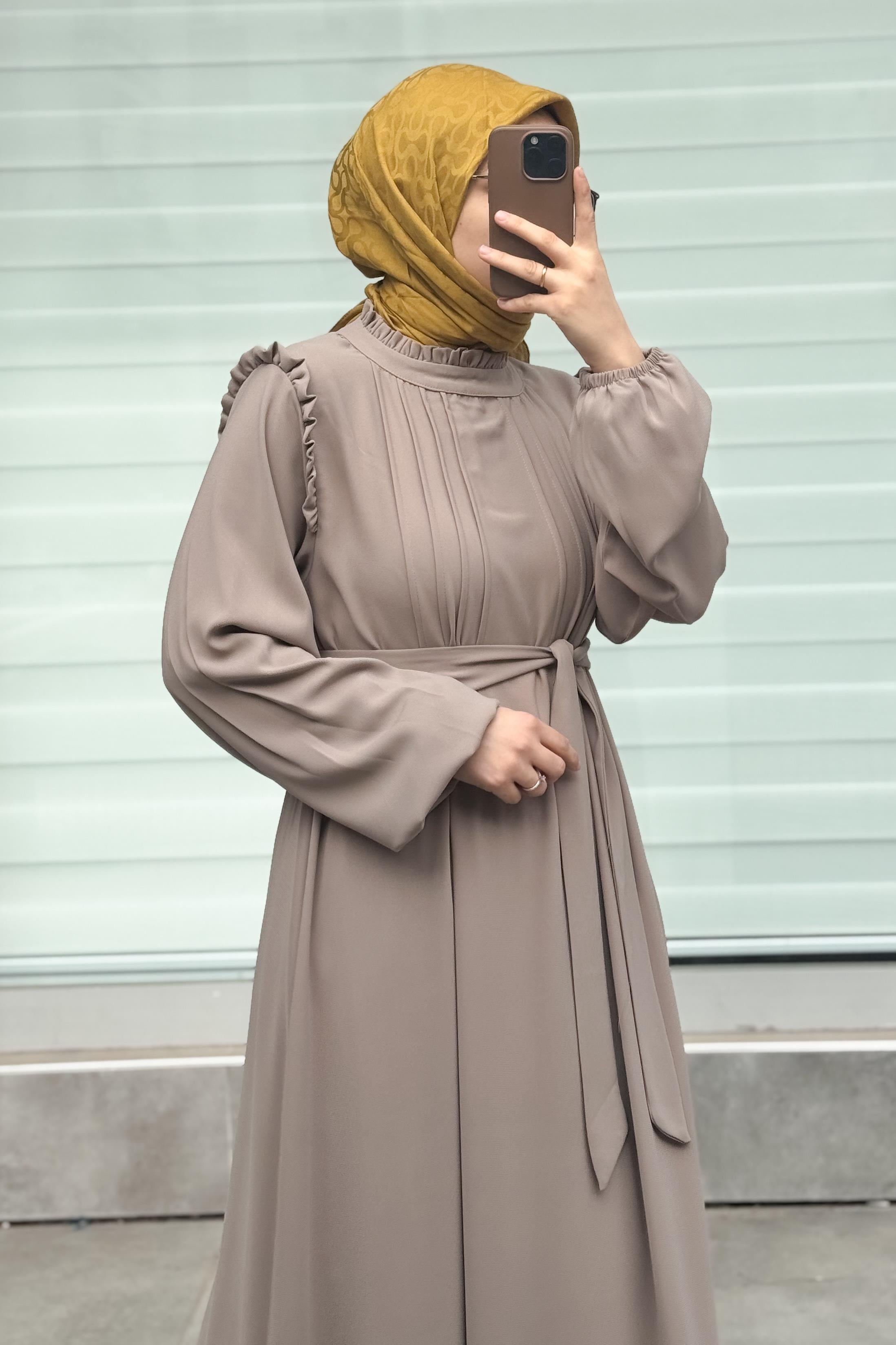ANDE TESETTÜR, Nilüfer Elbise, Nilüfer Elbise- Bej