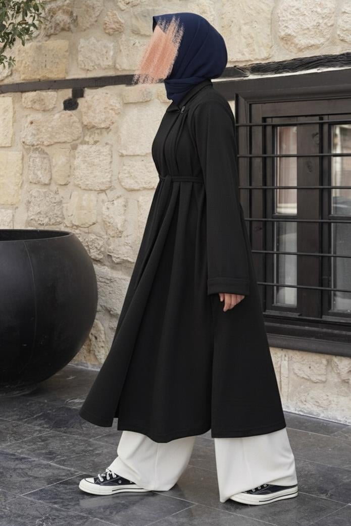 Ande Tesettür, Omuz Tuturmalı Triko Tunik, Omuz Tuturmalı Triko Tunik - Siyah