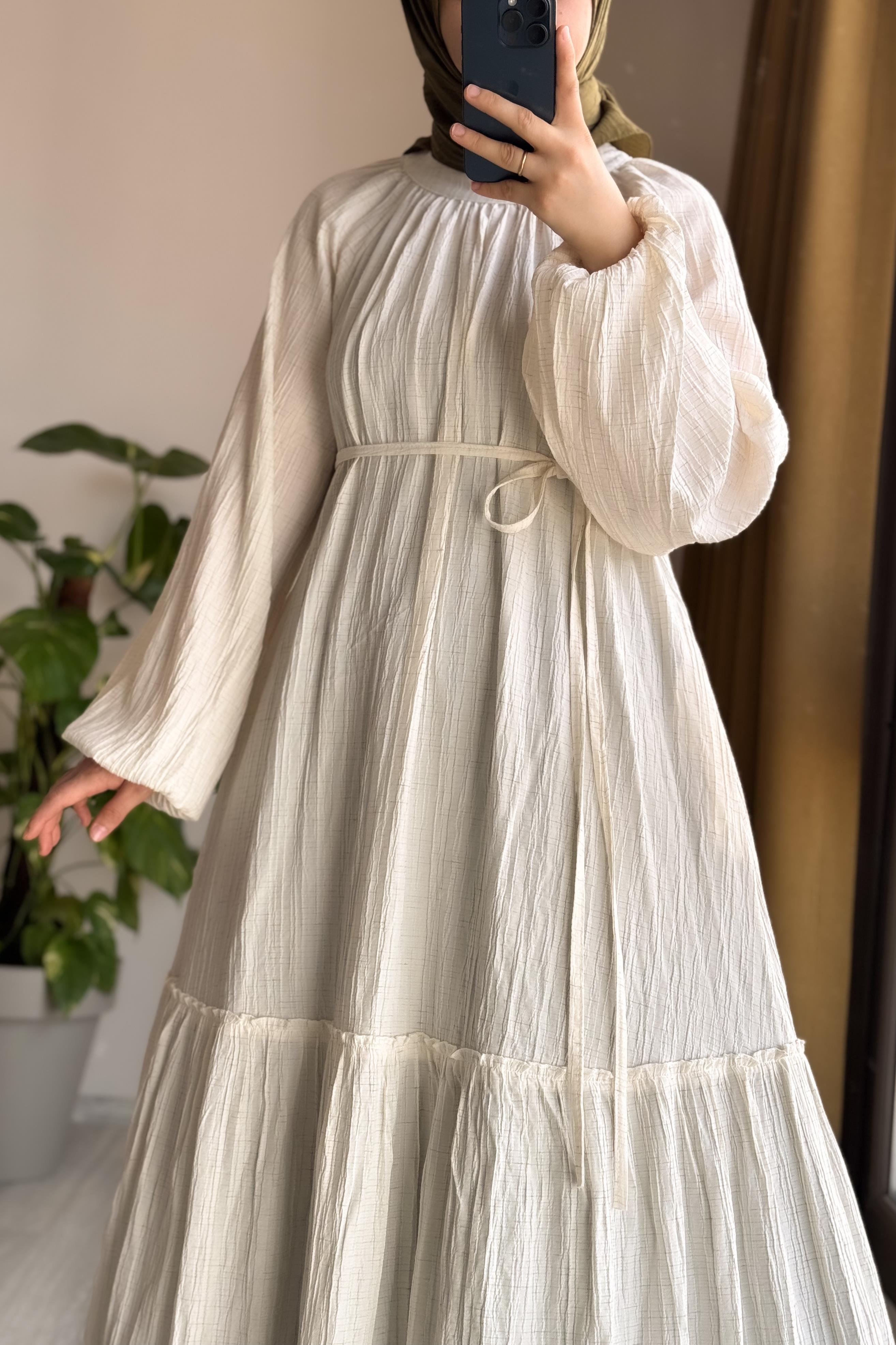 ANDE TESETTÜR, Pamuklu Elbise, Pamuklu Elbise- Bej