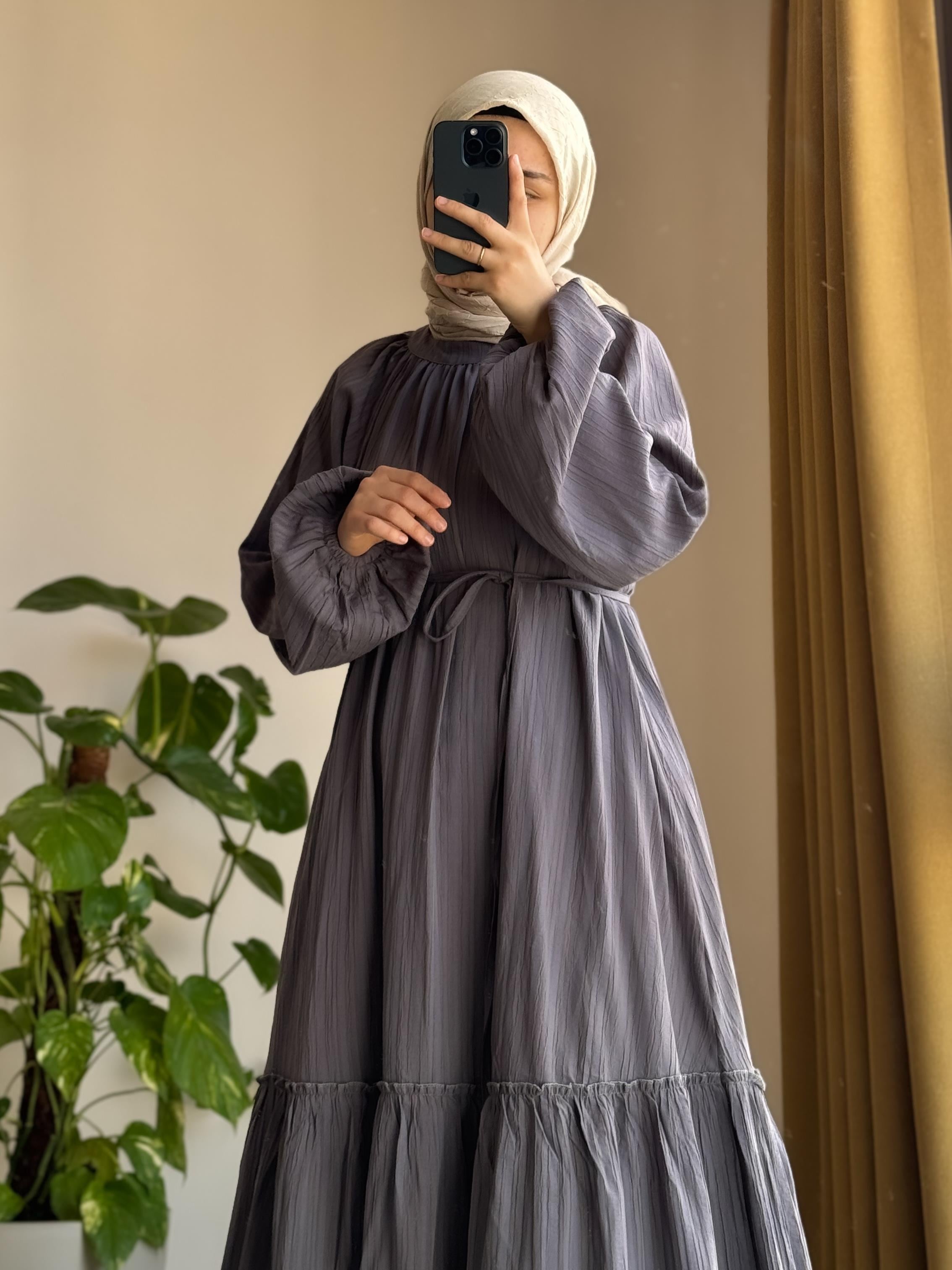 ANDE TESETTÜR, Pamuklu Elbise, Pamuklu Elbise- Gri