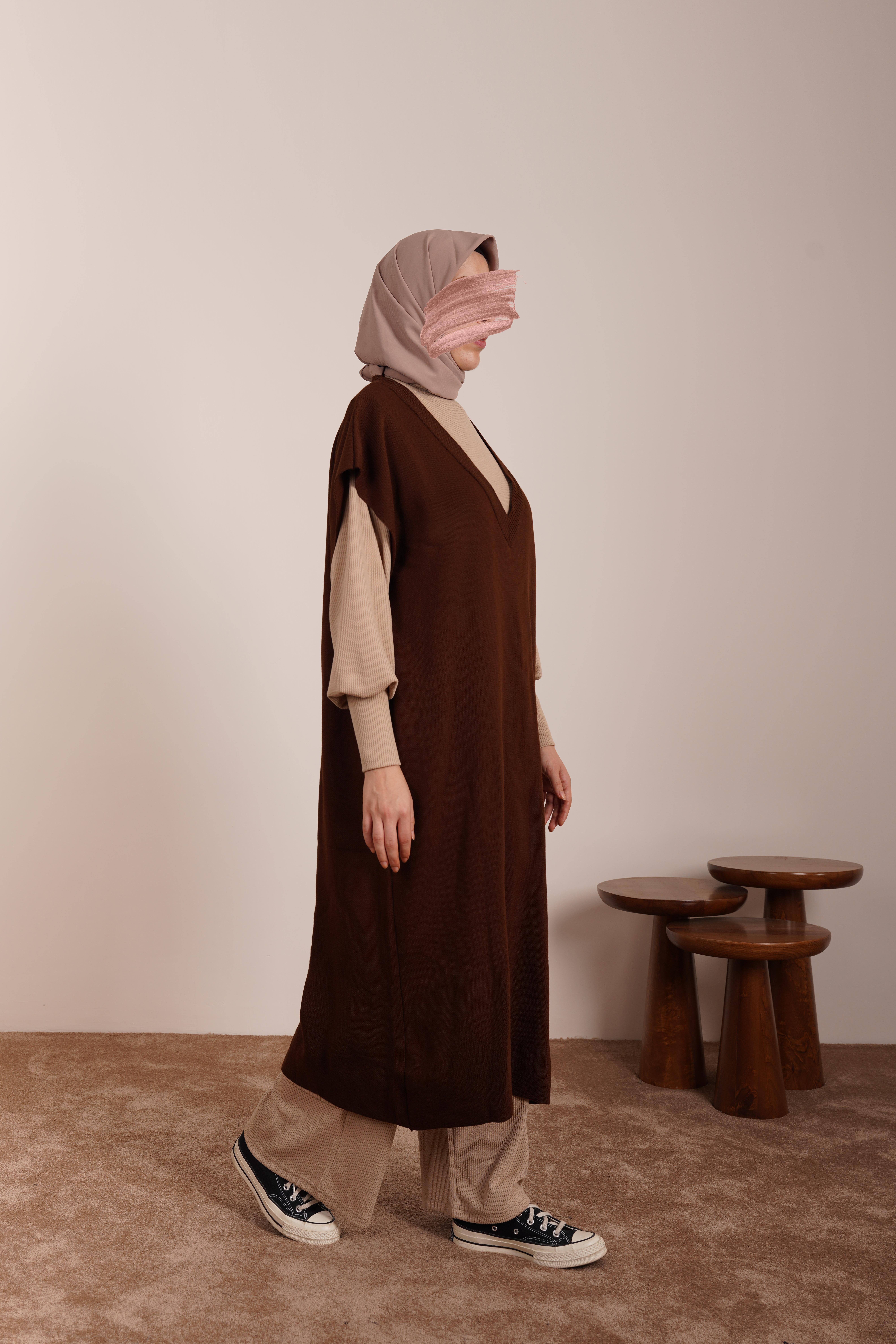 Ande Tesettür, Süveter Tunik, Süveter Tunik-Kahve