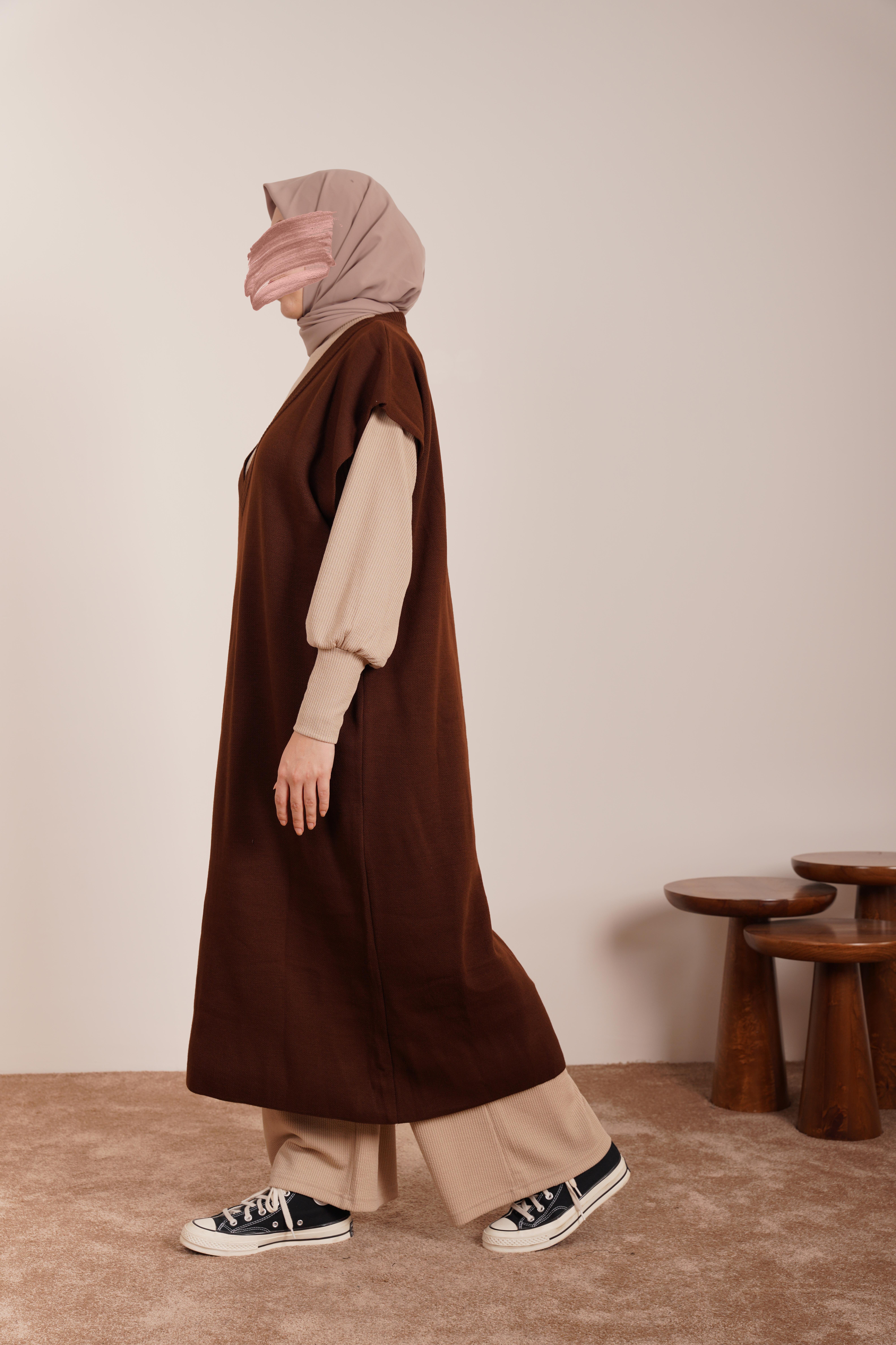 Ande Tesettür, Süveter Tunik, Süveter Tunik-Kahve