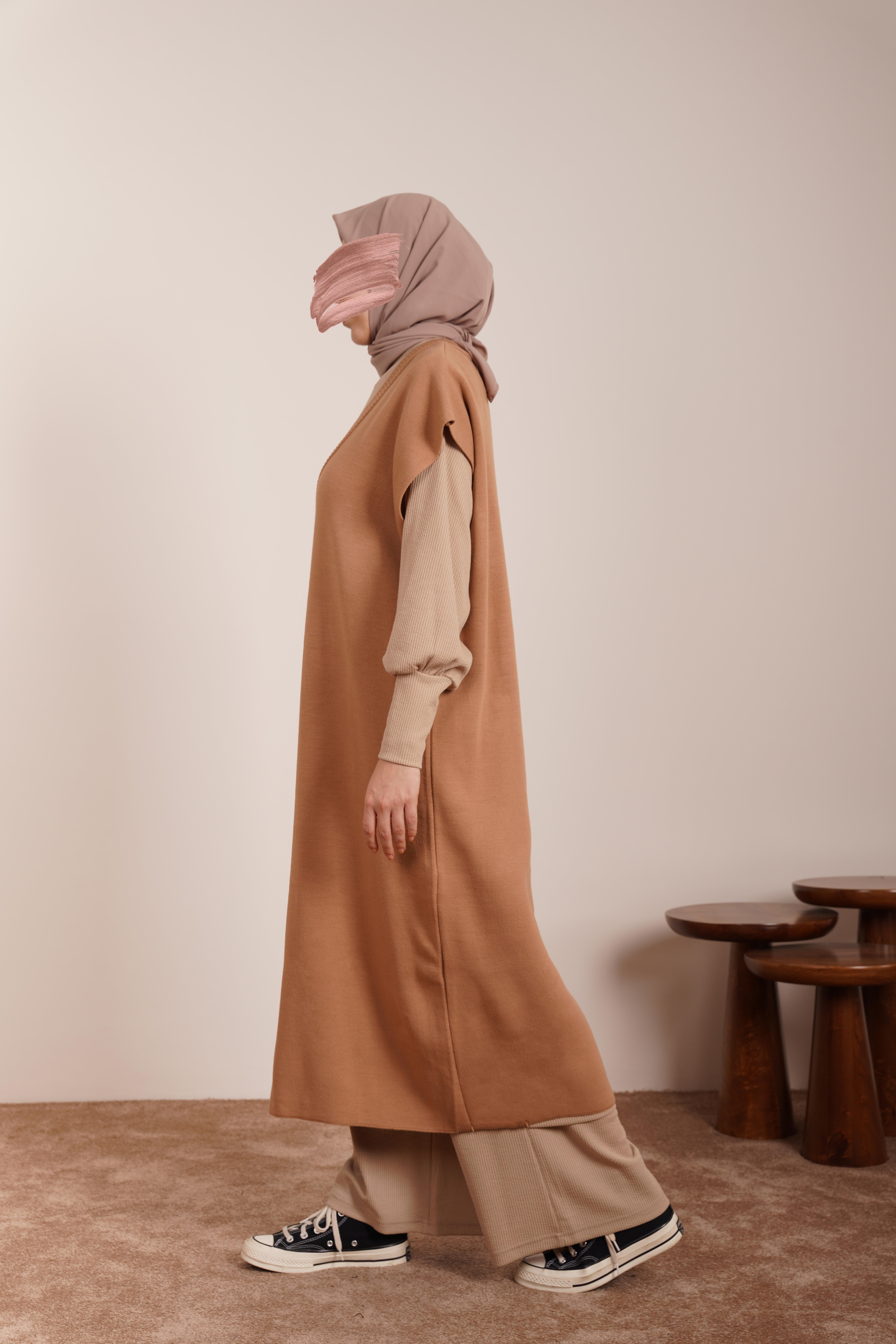 Ande Tesettür, Süveter Tunik, Süveter Tunik-Sütlü kahve