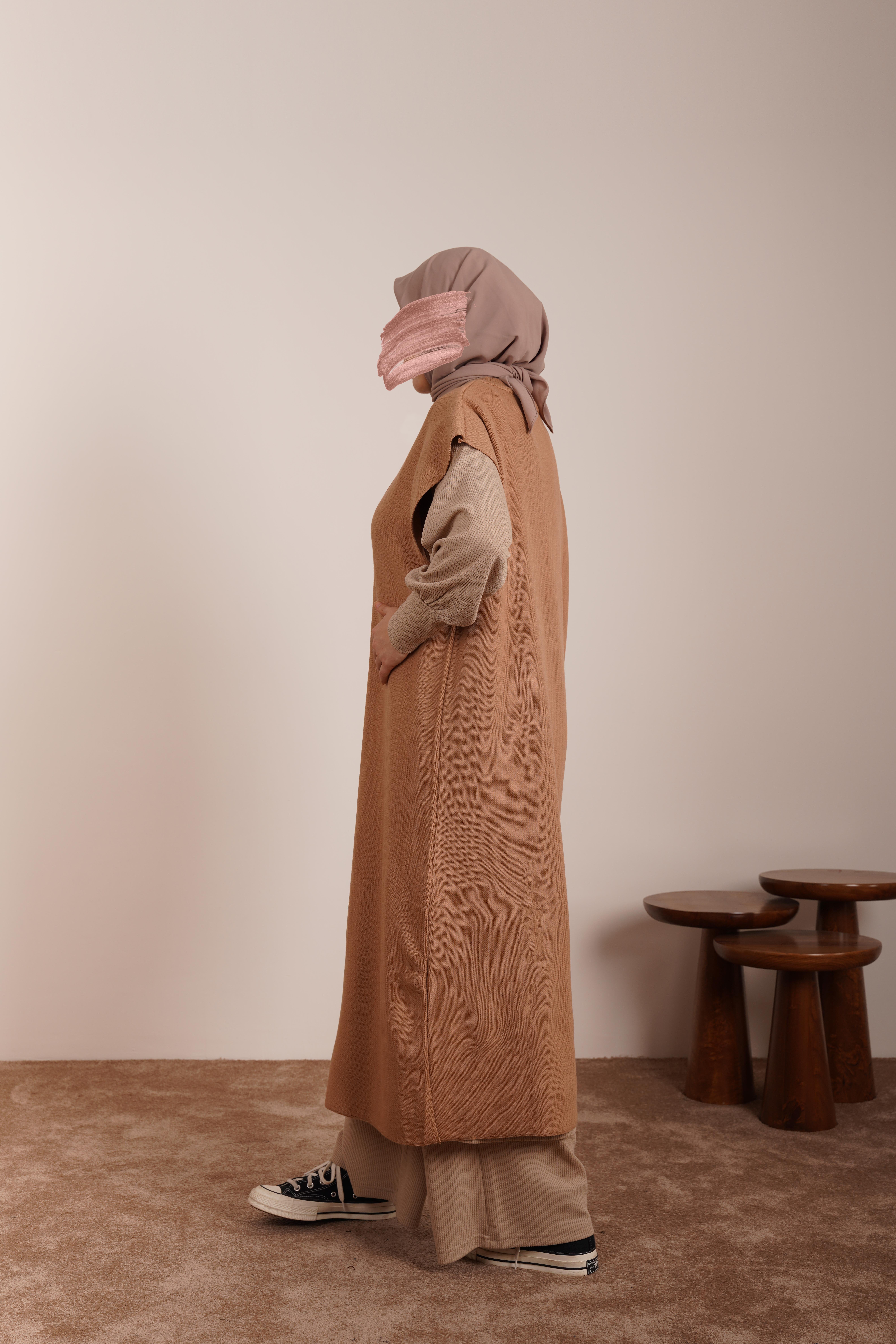 Ande Tesettür, Süveter Tunik, Süveter Tunik-Sütlü kahve