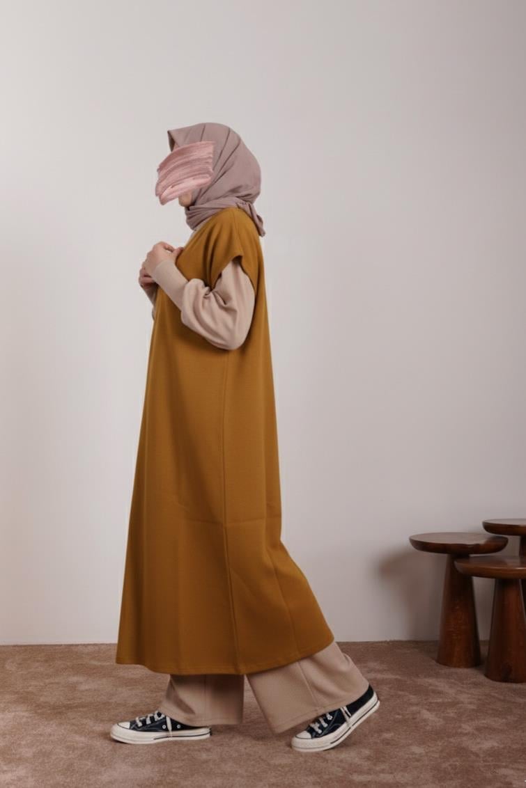 Ande Tesettür, Süveter Tunik, Süveter Tunik - Yağ yeşili