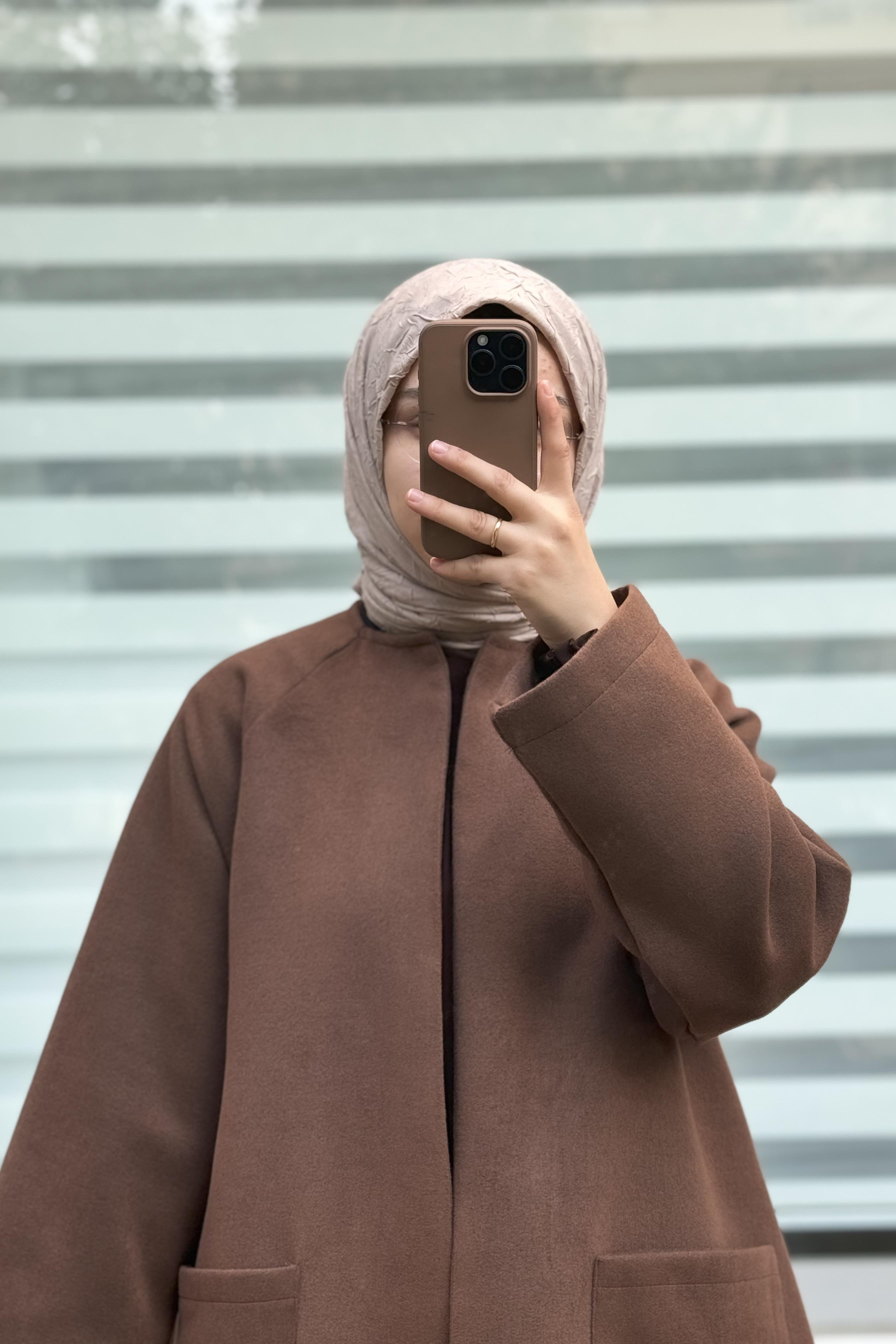 ANDE TESETTÜR, Torba Cep Kaşe Hırka, Torba Cep Kaşe Hırka - Kahve