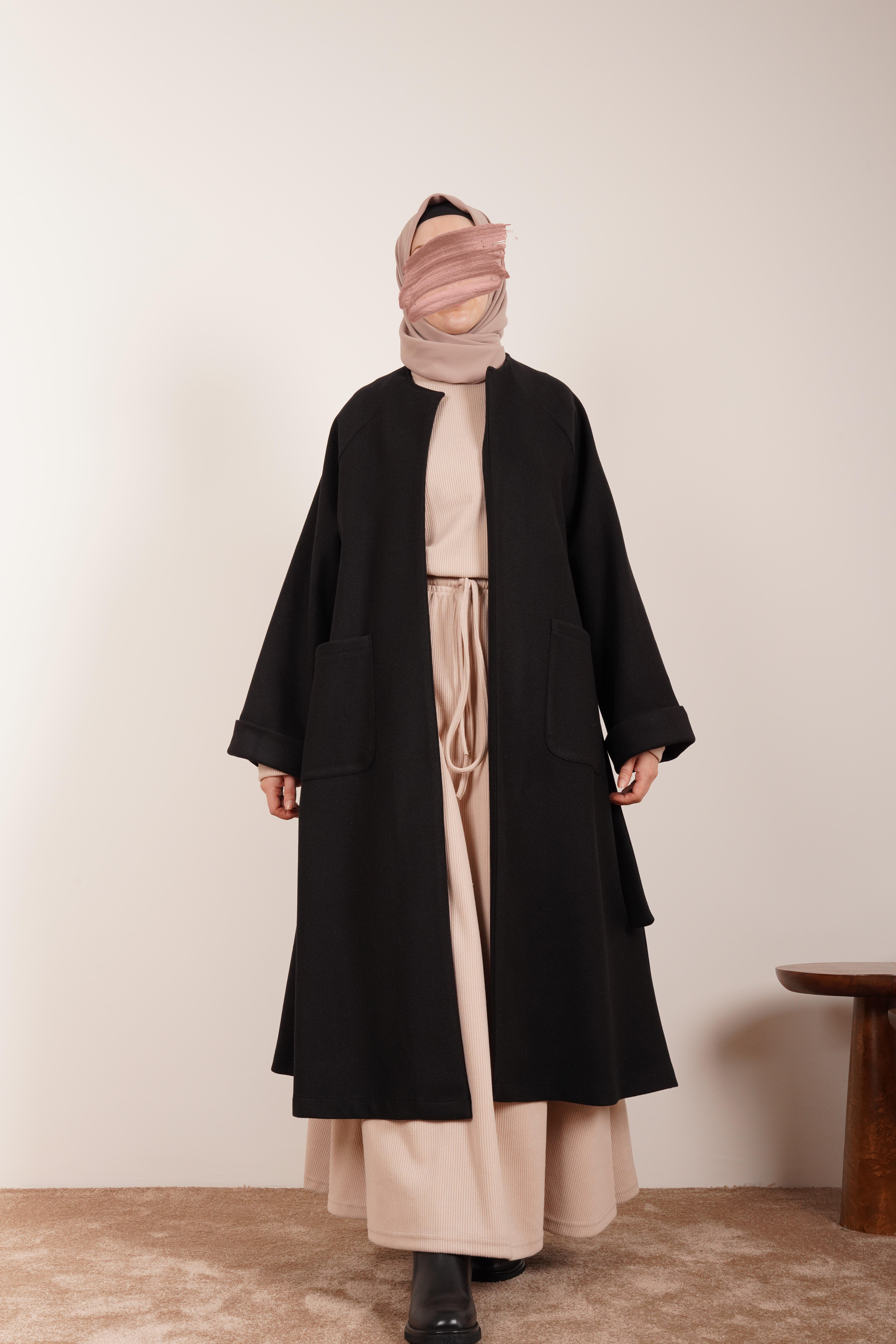 Ande Tesettür, Torba Cep Kaşe Hırka, Torba Cep Kaşe Hırka-Siyah