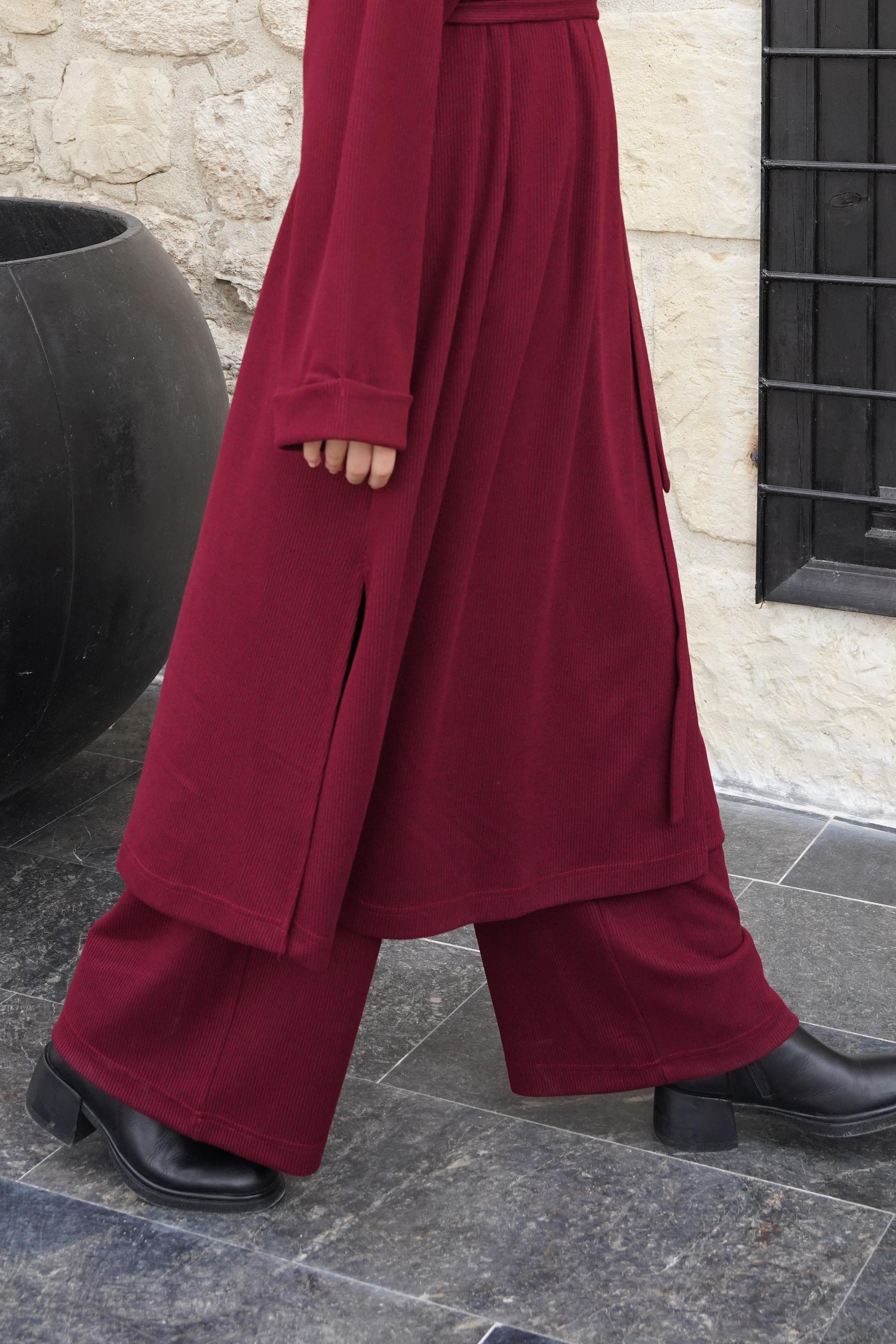 Ande Tesettür, Triko Pantolon, Triko Pantolon - Bordo