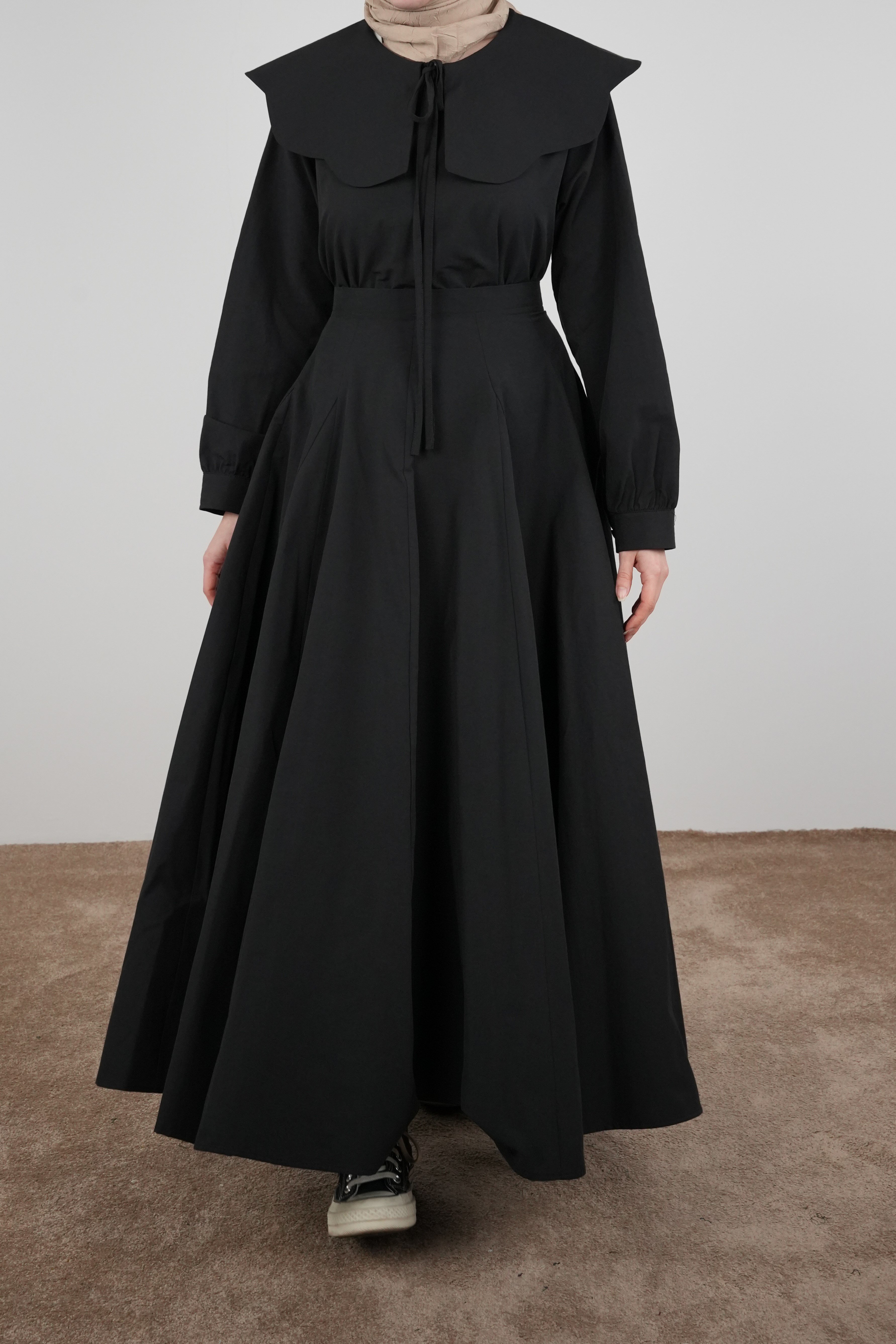 Ande Tesettür, Volanlı Poplin Etek, Volanlı Poplin Etek - Siyah