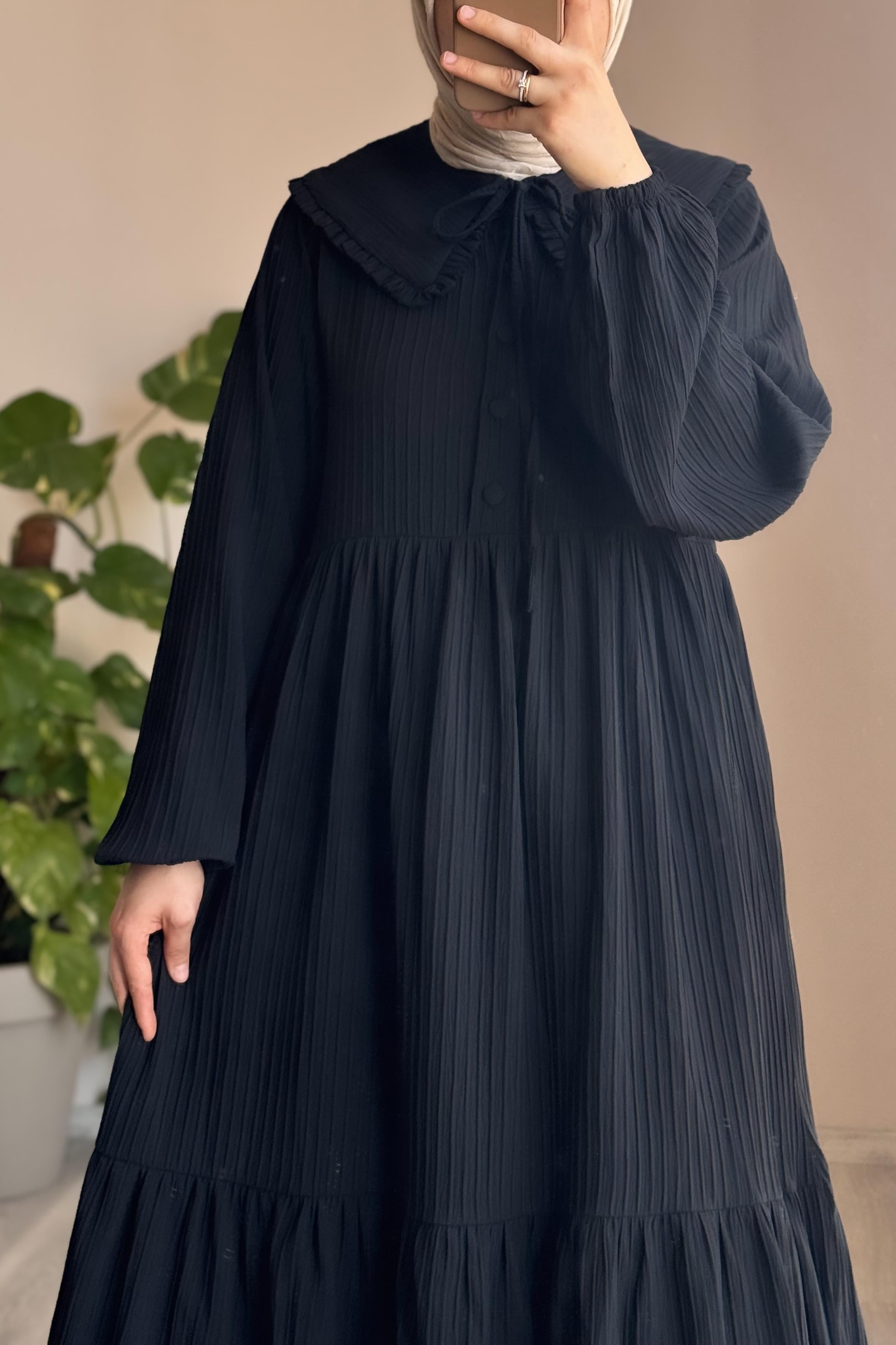 ANDE TESETTÜR, Yakalıklı Elbise, Yakalıklı Elbise - Siyah