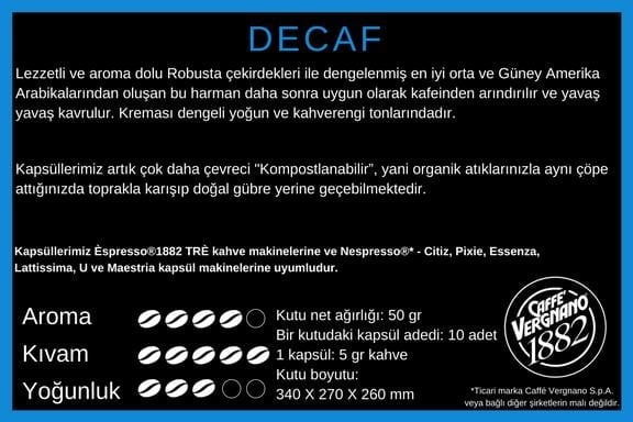 Decaf Kapsül | Kafeinsiz Espresso 1882 (10 ad.)